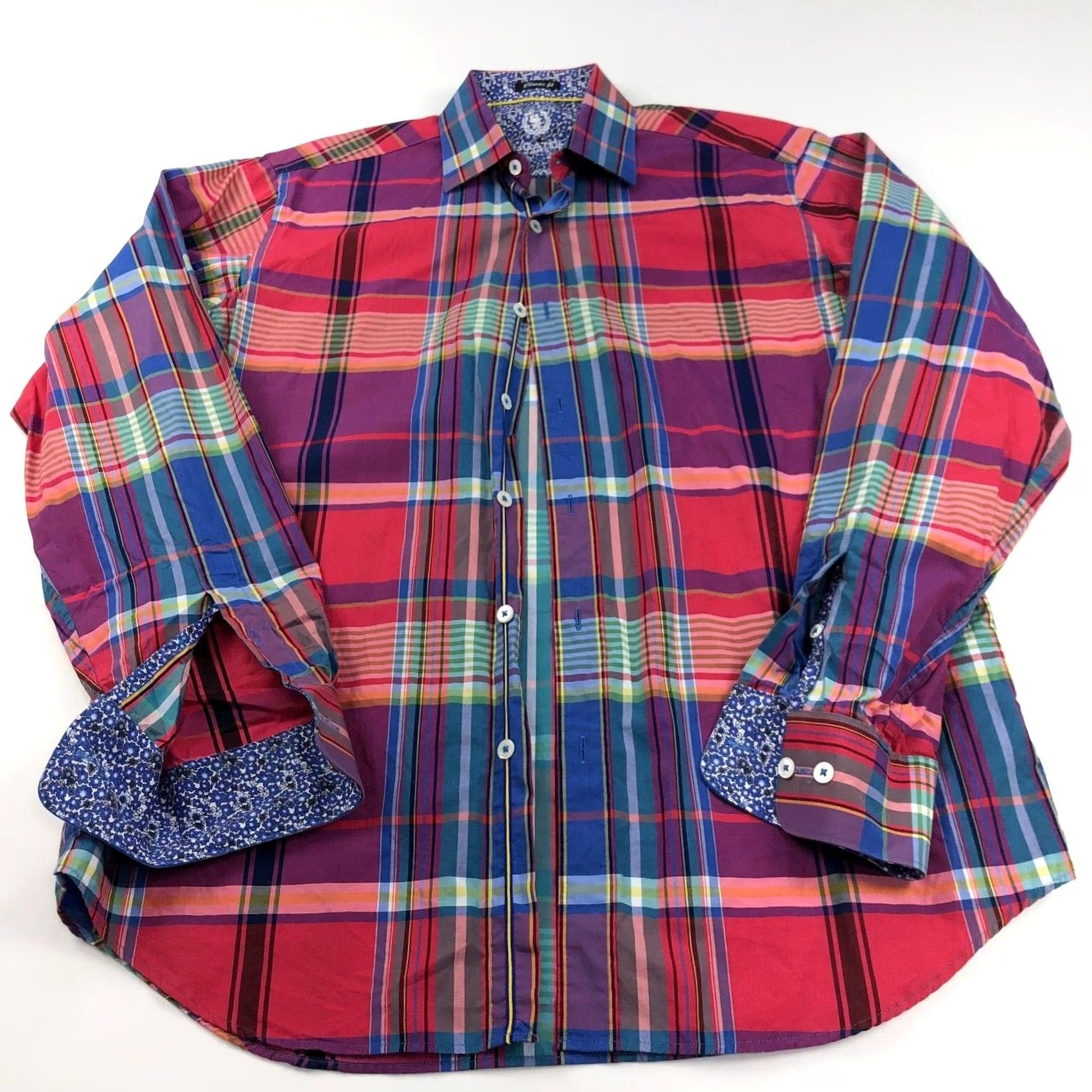 BUGATCHI Bugatchi Uomo Shirt Button-Up Plaid Cotton Classic Fit Long Sleeve Casual Collar 14/14.5 Mens Regular Size Multicolor Size US M / EU 48-50 / 2 - 2 Thumbnail