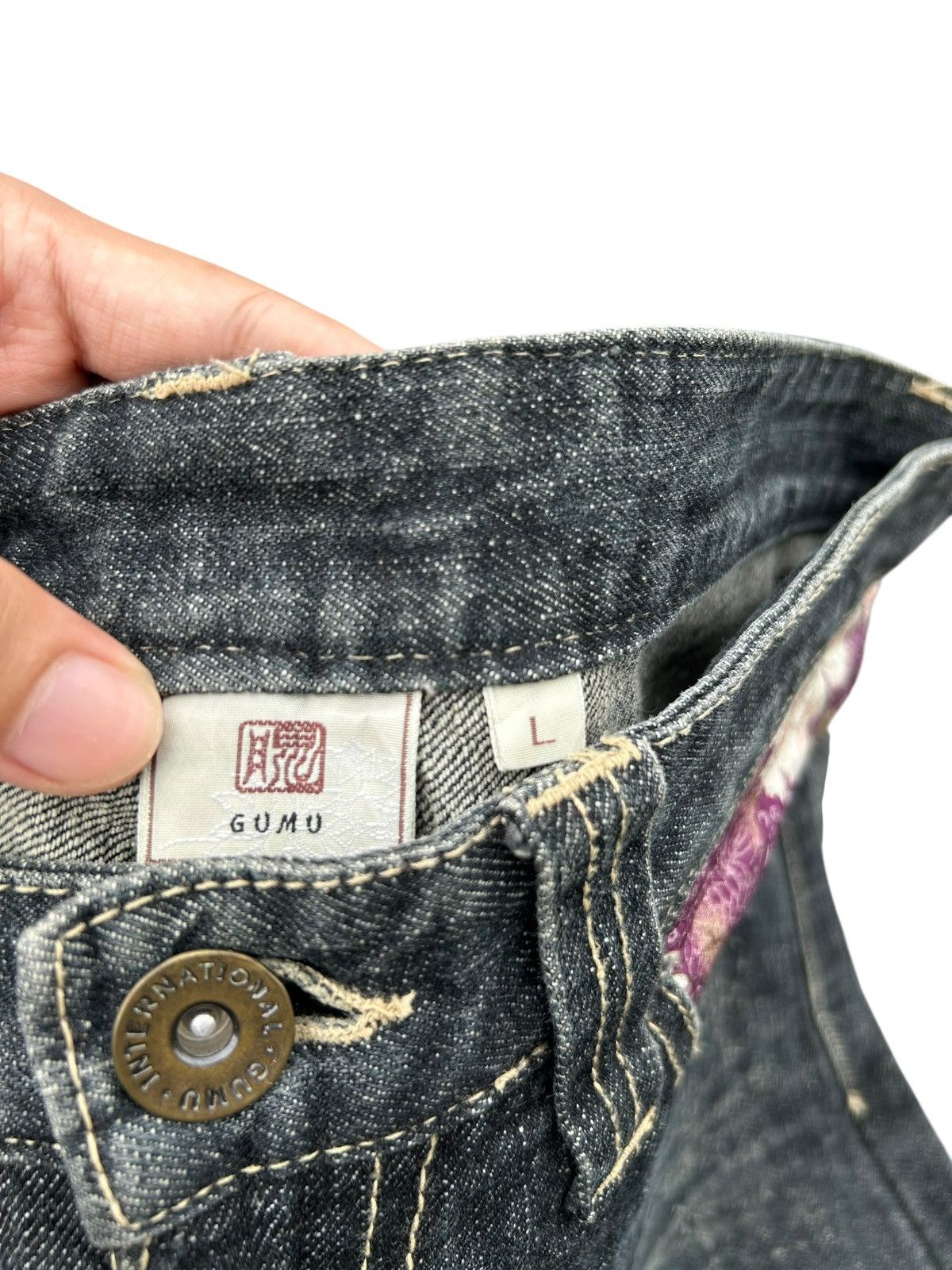 Japanese Brand × Kapital × Vintage Karakuri Tamashii Inspired Japanese GUMU Denim Jeans Rare ☠️ Size US 34 / EU 50 - 6 Thumbnail