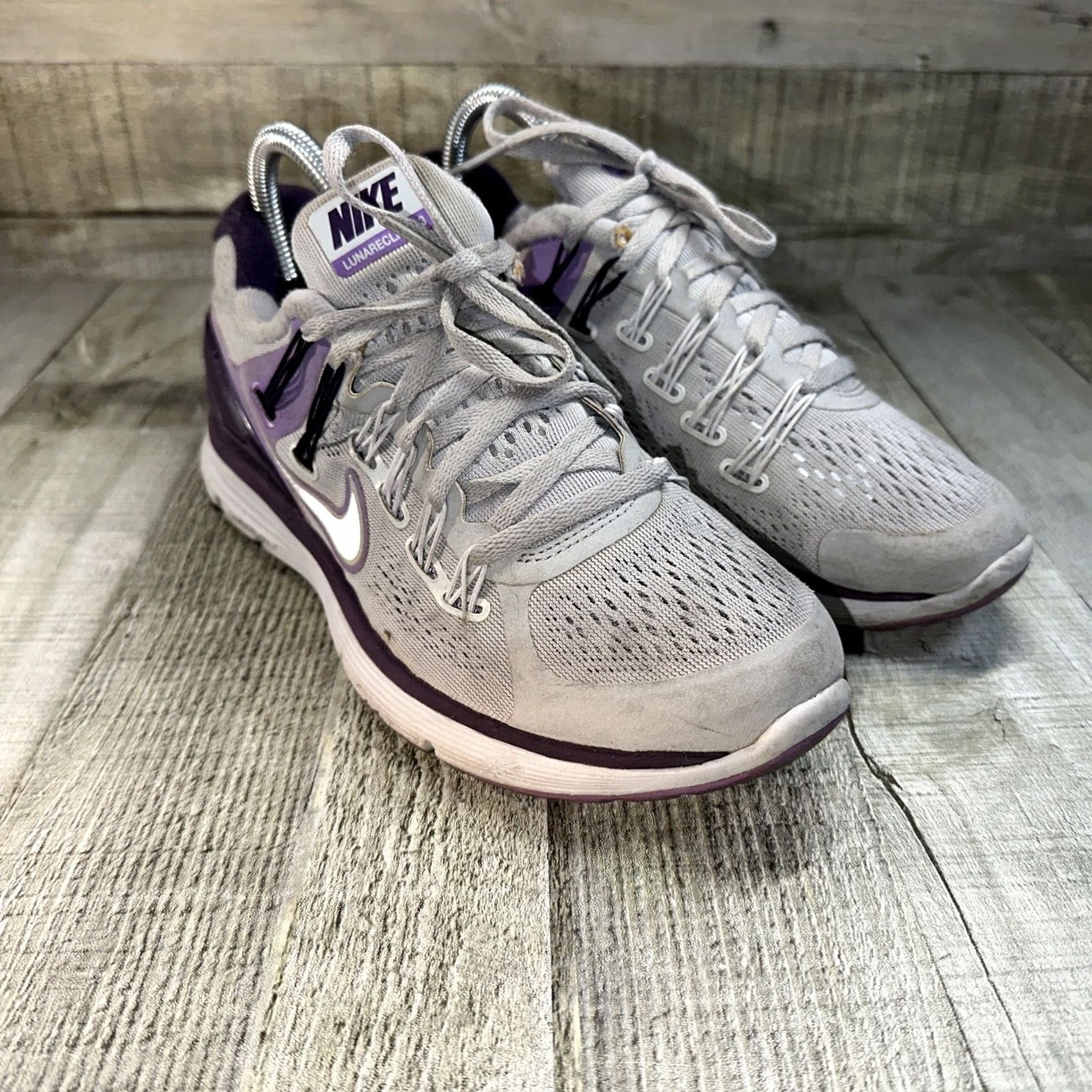 Nike Nike Lunareclipse 3 Sneaker Women 6.5 Purple Lace-Up Geometric Logo 2012 Athletic Shoes Mens Womens Girls Size US 7 / IT 37 - 2 Thumbnail