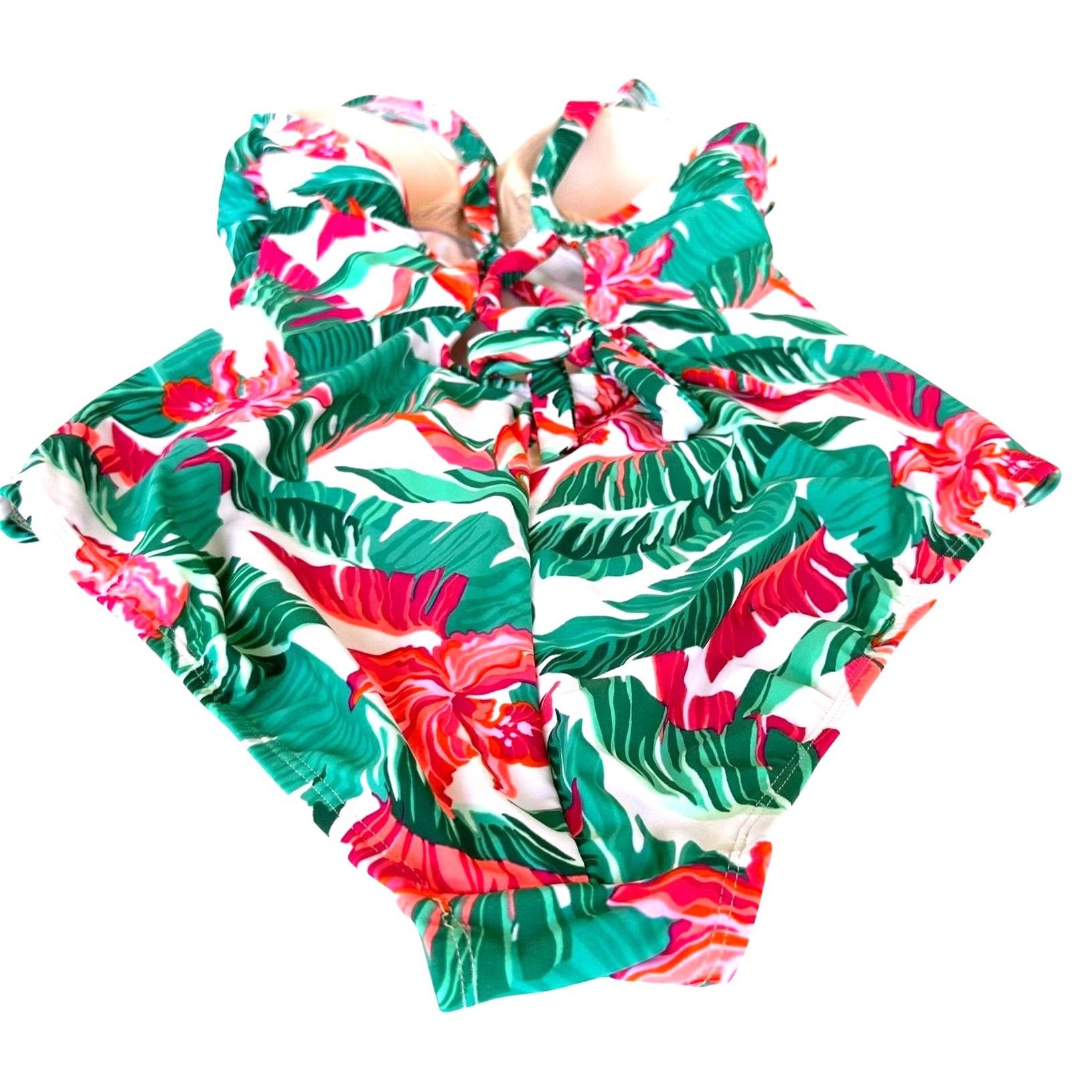 Designer Kona Sol Swimsuit Large 12 14 Tropical Floral One Piece Tumm Size L / US 10 / IT 46 - 3 Thumbnail