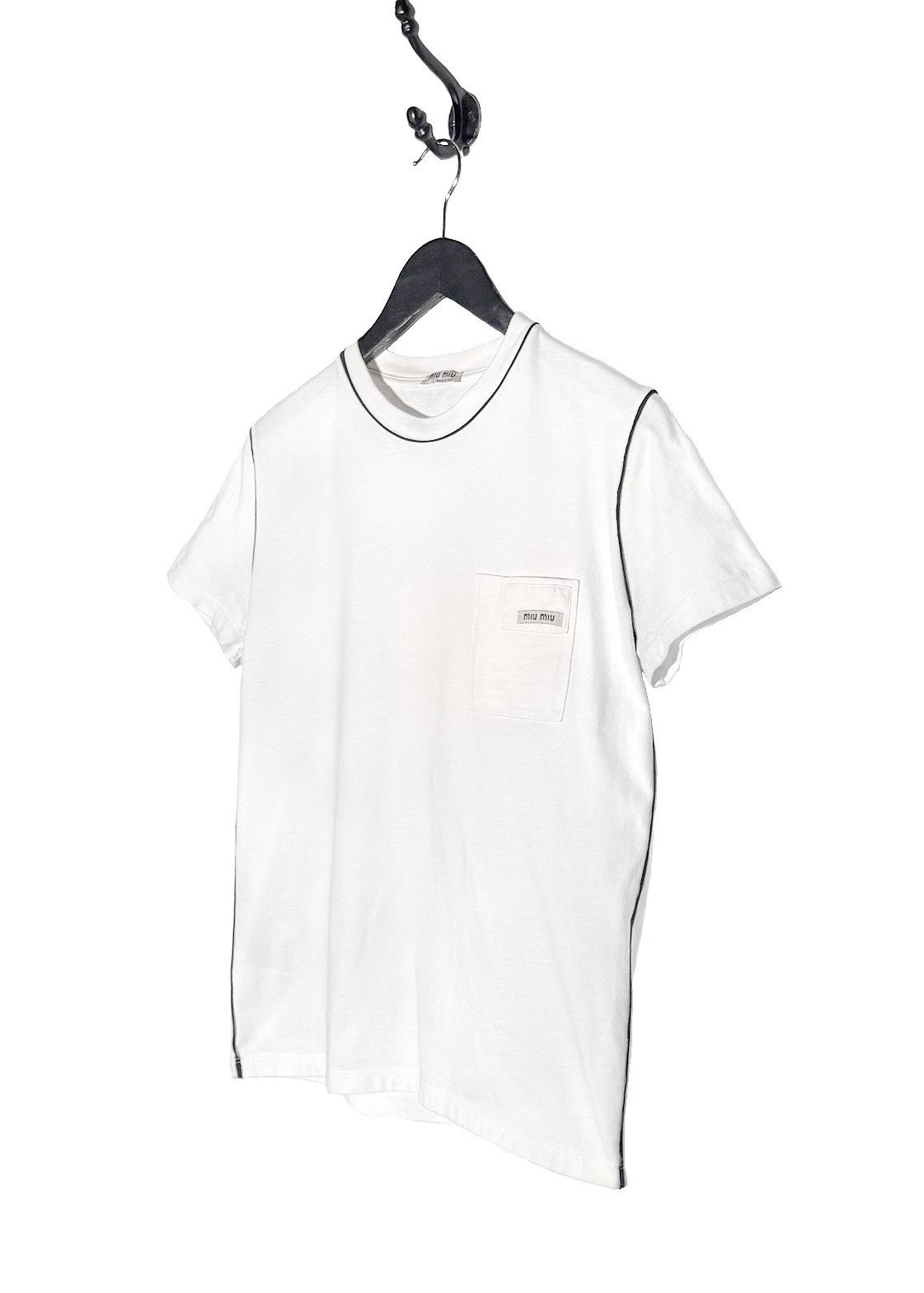 Miu Miu Miu Miu 2018 White T-shirt with Logo Detail Size M / US 6-8 / IT 42-44 - 2 Thumbnail