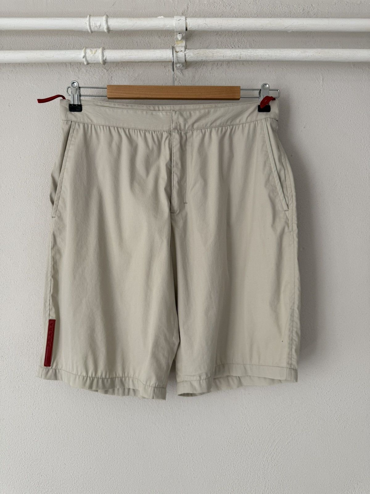 Prada Prada Sport Beige Technical Shorts with Red Tab Size US 30 / EU 46 - 1 Thumbnail