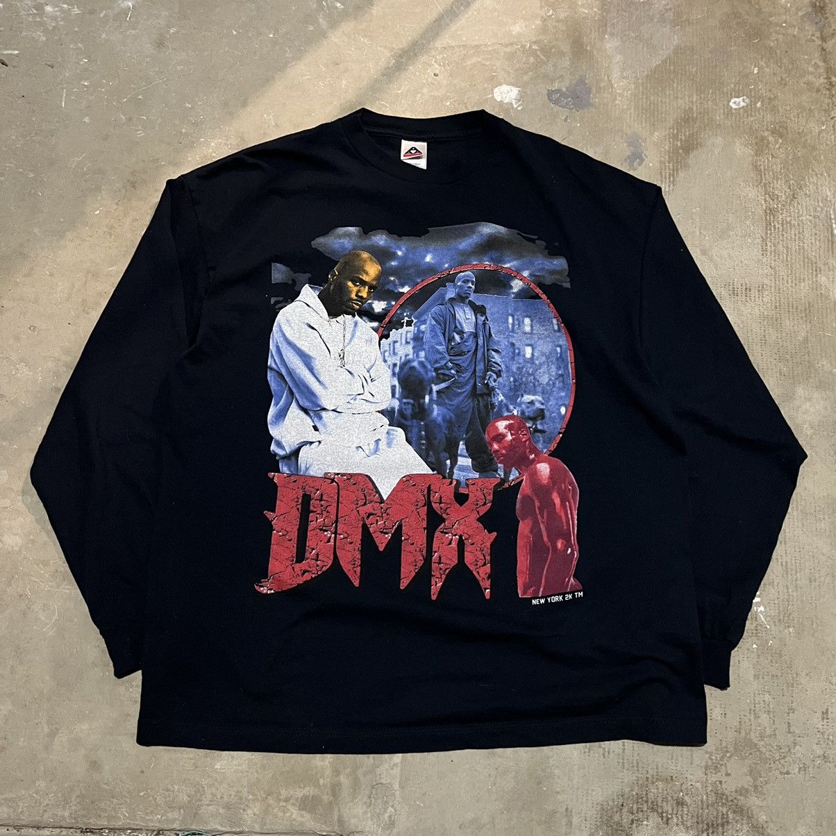 Image of Rap Tees x Vintage Grail Dmx Rap Tee Longsleeve in Navy, Men's (Size 2XL)