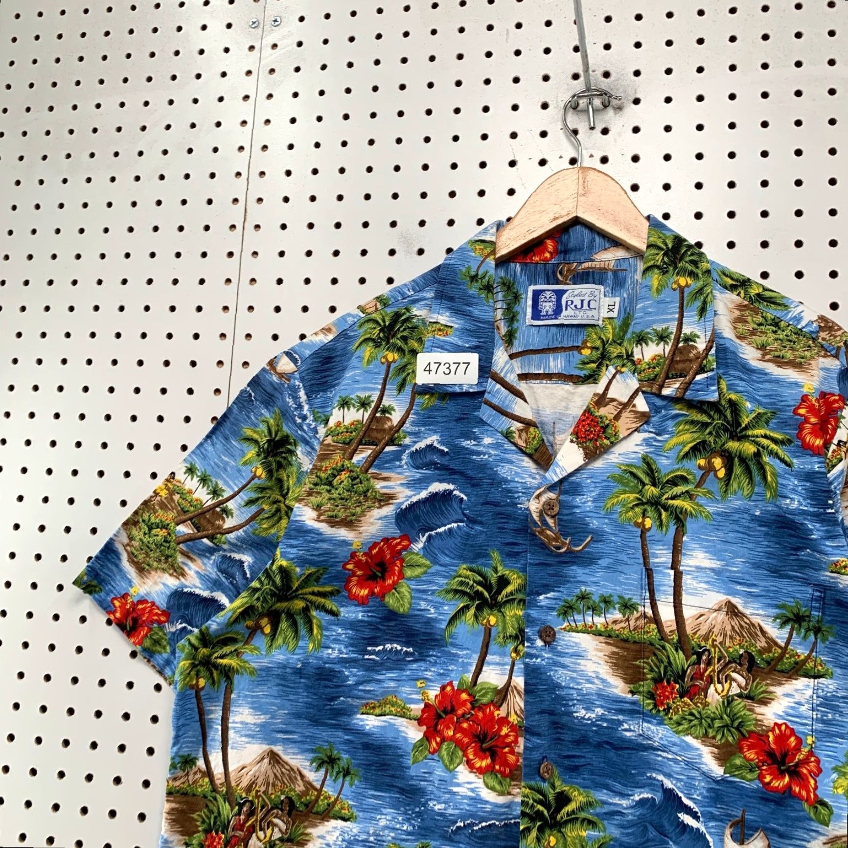 ALOHAS Vintage RJC Aloha Hawaiian Button Shirt Mens XL Blue Island Beach Trees USA Rare Shirt Size US XL / EU 56 / 4 - 7 Thumbnail