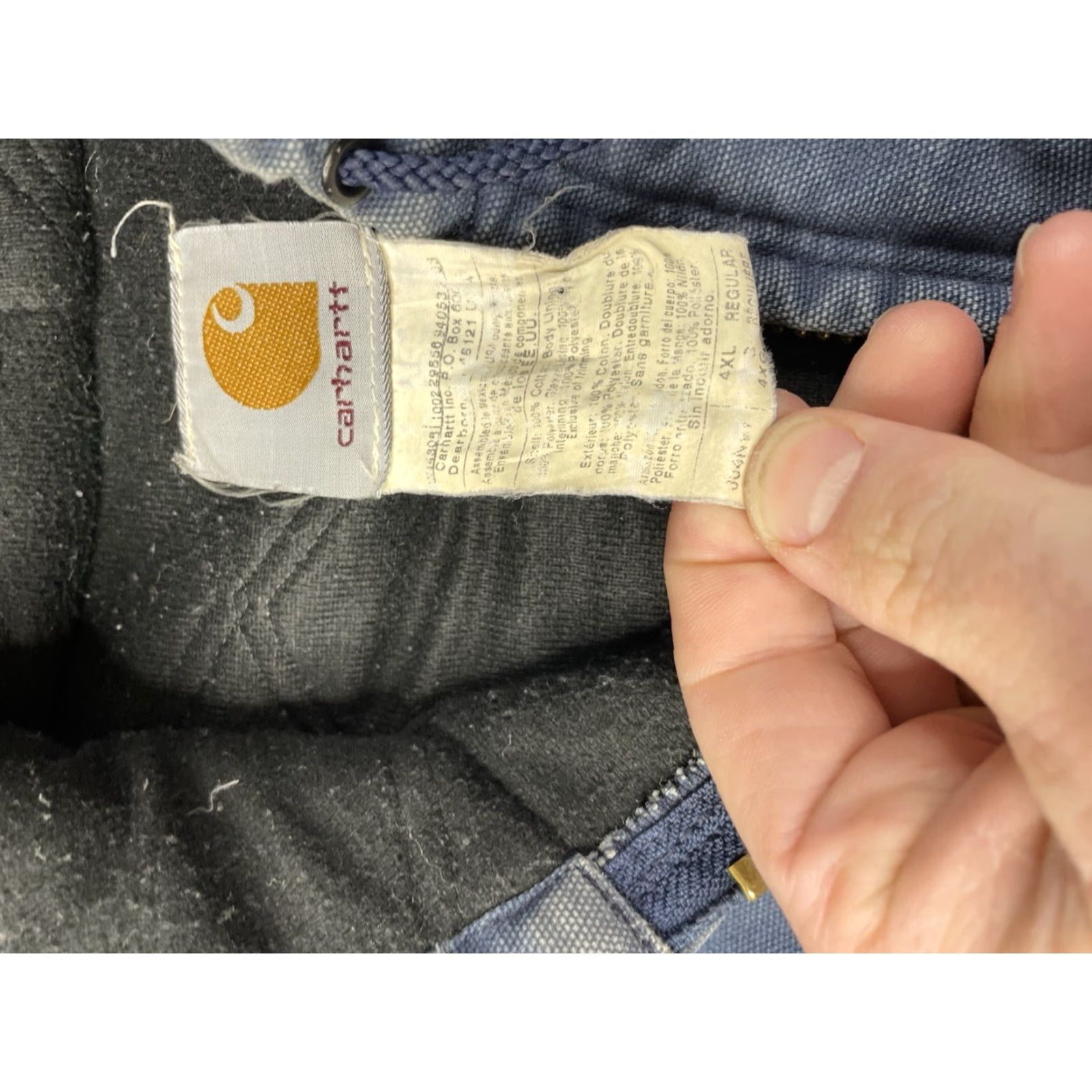 Carhartt VINTAGE Carhartt Jacket Duck Navy Mens 4XL Distressed Quilted Lined Hooded Canvas Navy Blue Heavy Workwear Denim? Size US XXL / EU 58 / 5 - 2 Thumbnail
