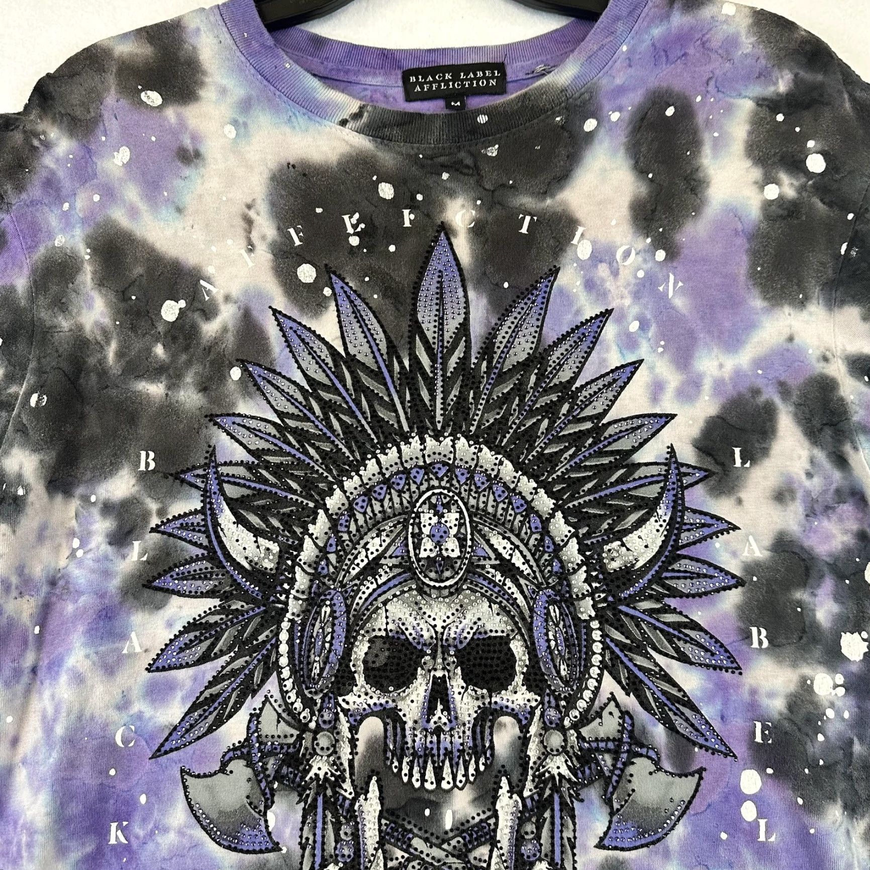 Affliction Affliction Black Label Shirt Mens Medium Tie Dye Skull Headdress Graphic Tee Size US M / EU 48-50 / 2 - 5 Thumbnail
