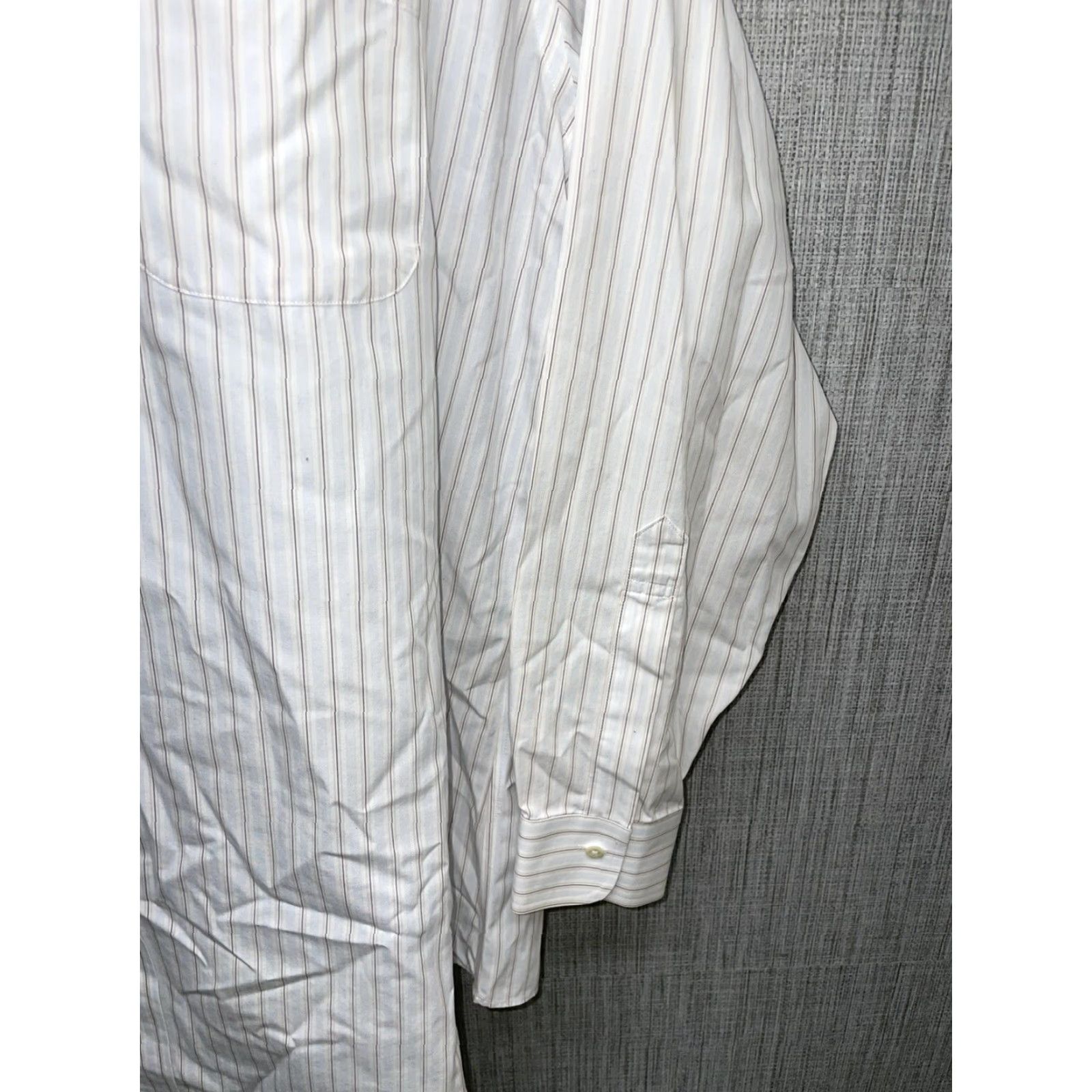 Brooks Brothers Brooks Brothers Slim Fit White Striped Button Down Non-Iron Shirt Mens L Size US L / EU 52-54 / 3 - 4 Thumbnail