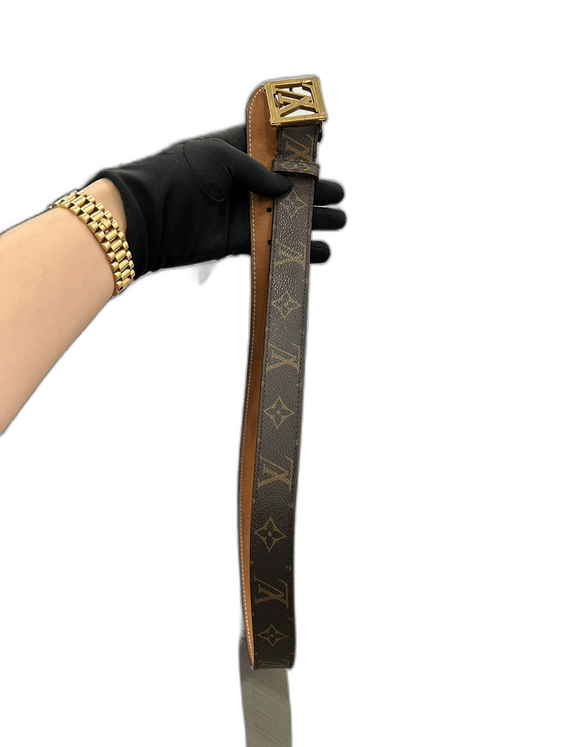 Louis Vuitton Classic Brown LV Monogram Belt with Gold Buckle Size ONE SIZE - 1 Thumbnail