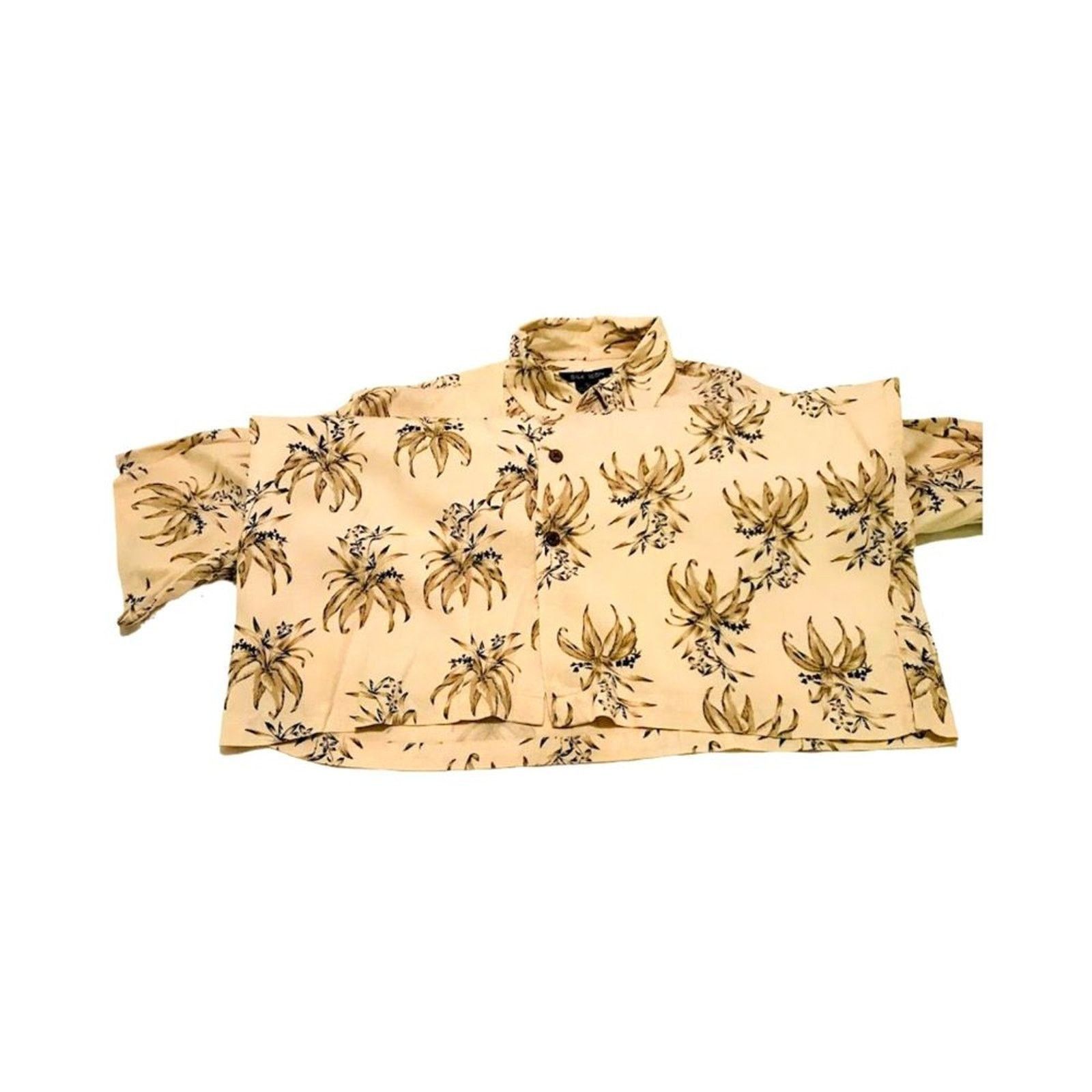 The Unbranded Brand Vintage Silk Icon Mens Shirt 100% Silk Palm Trees Beige L Size US L / EU 52-54 / 3 - 3 Thumbnail