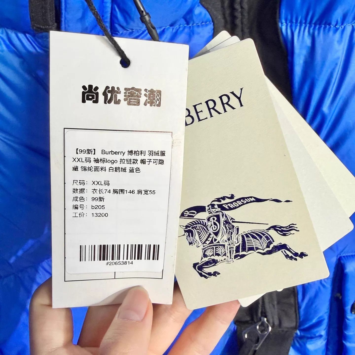 Burberry Blue Hooded Puffer Jacket XXL Size US XXL / EU 58 / 5 - 5 Thumbnail