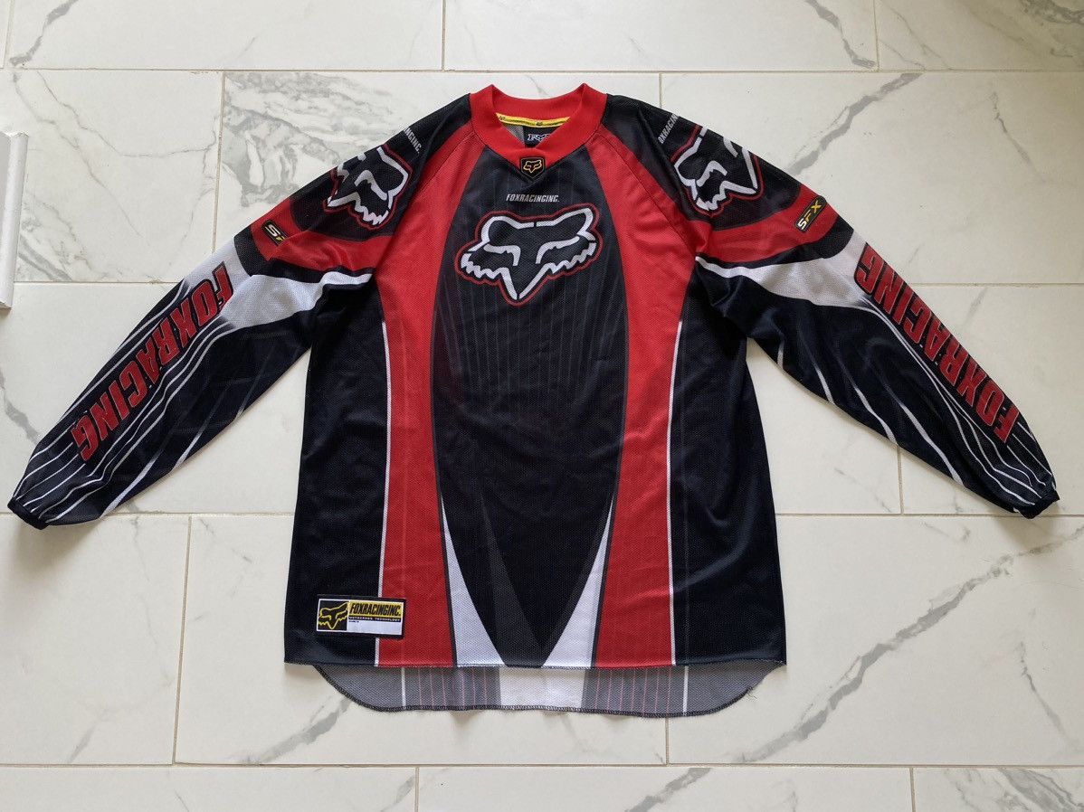 Maillot Cycliste Vintage FOX RACING Années 90 - Taille XL, Orange, Motif USA, Occasion