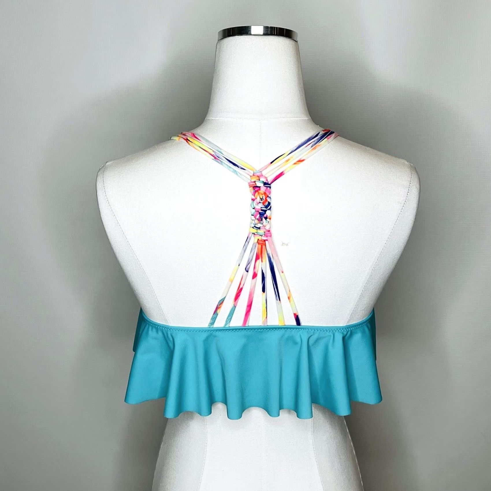 Victoria's Secret Victoria’s Secret Pink Aqua Blue Swim Top Bikini Racerback Braided Med M Women Blue Nylon Spandex Solid Hand Wash Only Size M / US 6-8 / IT 42-44 - 3 Thumbnail