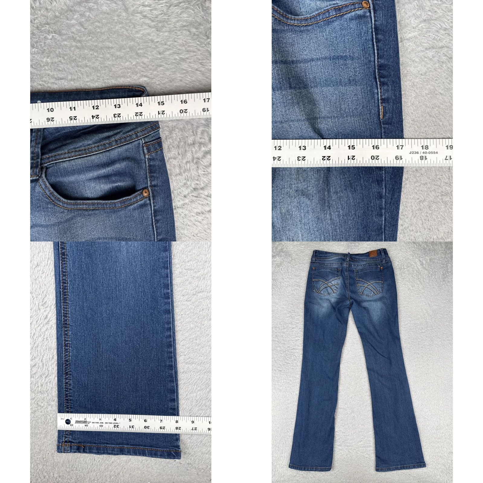 Vintage WallFlower Jeans Juniors 9 Blue Mid Rise Bootcut Stretch Denim Medium Wash 28x30 Size 30" / US 8 / IT 44 - 9 Thumbnail