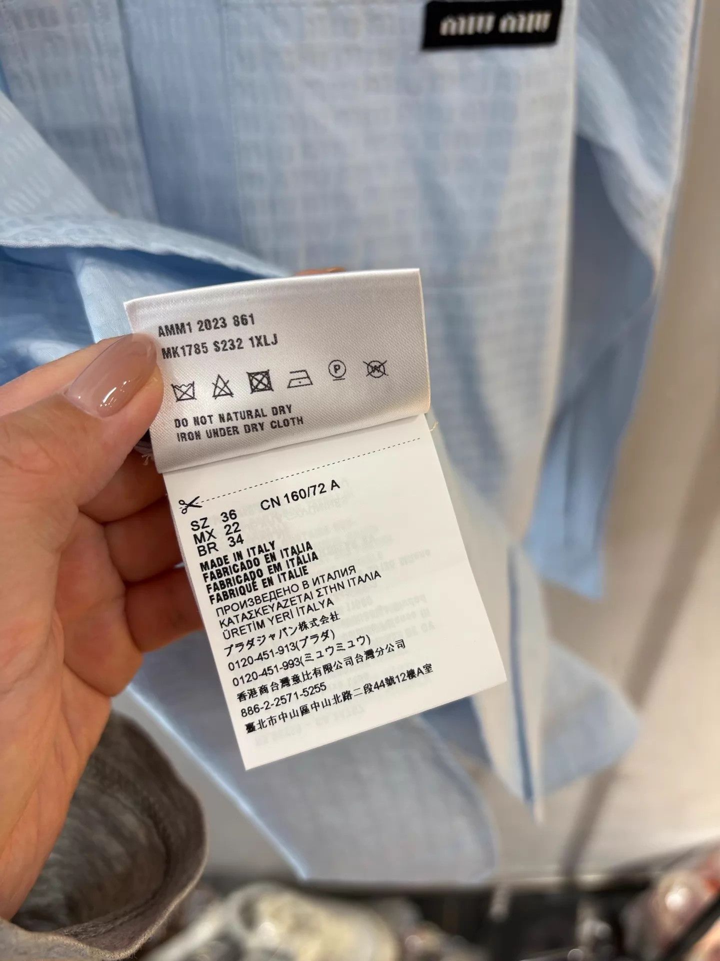 Miu Miu Miu Miu 23 Sky Blue All Over Logo Shirt Size XS / US 0-2 / IT 36-38 - 4 Thumbnail