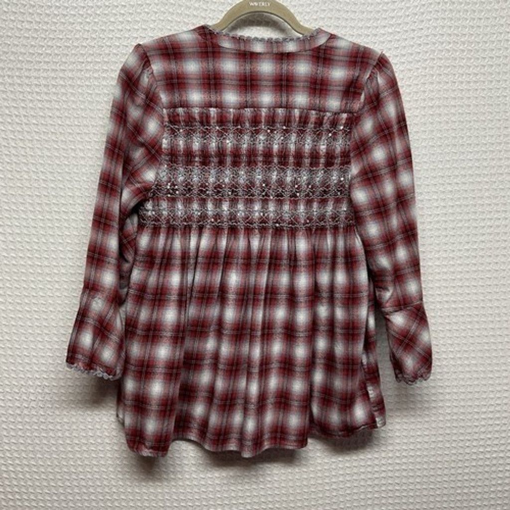 Other Sundance Lace Sequin Trim Flannel Baby Doll Blouse Women M Size M / US 6-8 / IT 42-44 - 8 Thumbnail