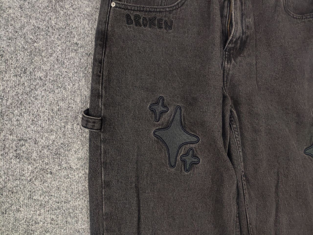 Broken Planet Broken Planet Market carpenter Dark Gray Star Denim Jeans Size US 34 / EU 50 - 4 Thumbnail