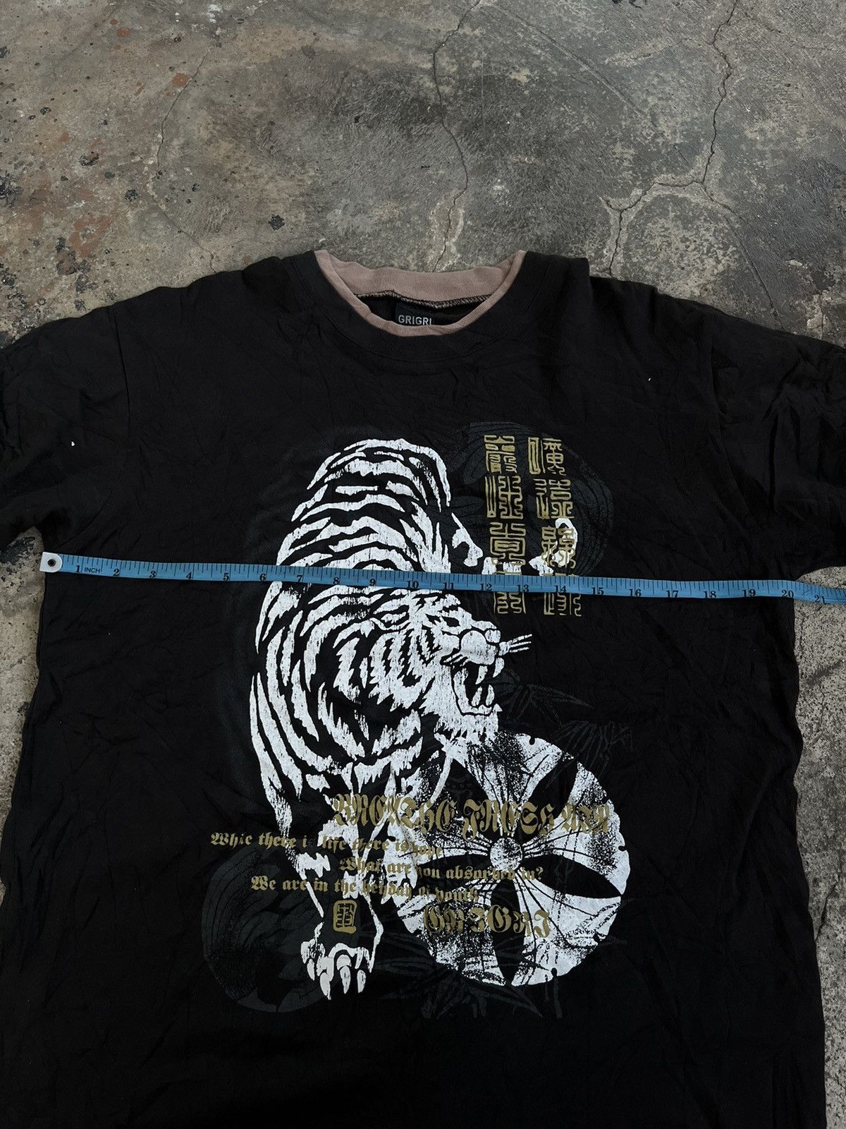 14th Addiction GRIGRI JAPANESE POEM Y2K DOUBLE LAYER KANJI TIGER PUNK STYLE Size US L / EU 52-54 / 3 - 11 Thumbnail