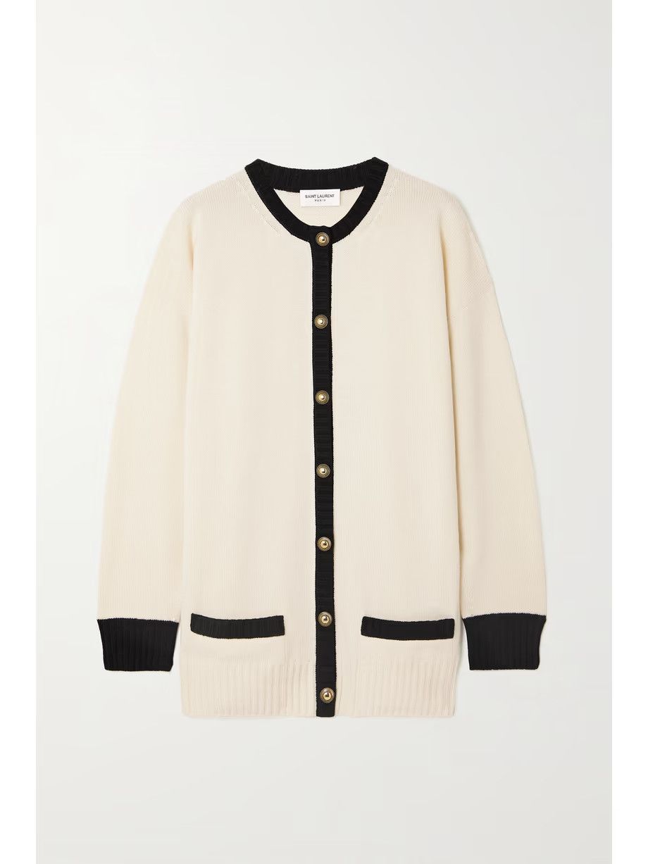 Saint Laurent Paris o1s1wg110125 648449 Long Cardigan in Cashmere in Cream Size M / US 6-8 / IT 42-44 - 1 Thumbnail