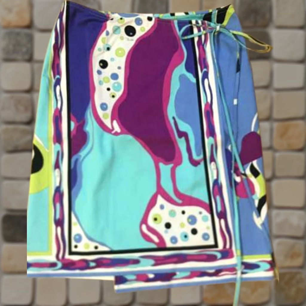 Emilio Pucci EMILIO PUCCI Skirt 38 Blue Women's Midi Skirt multicolor Size 26" / US 2 / IT 38 - 1 Thumbnail