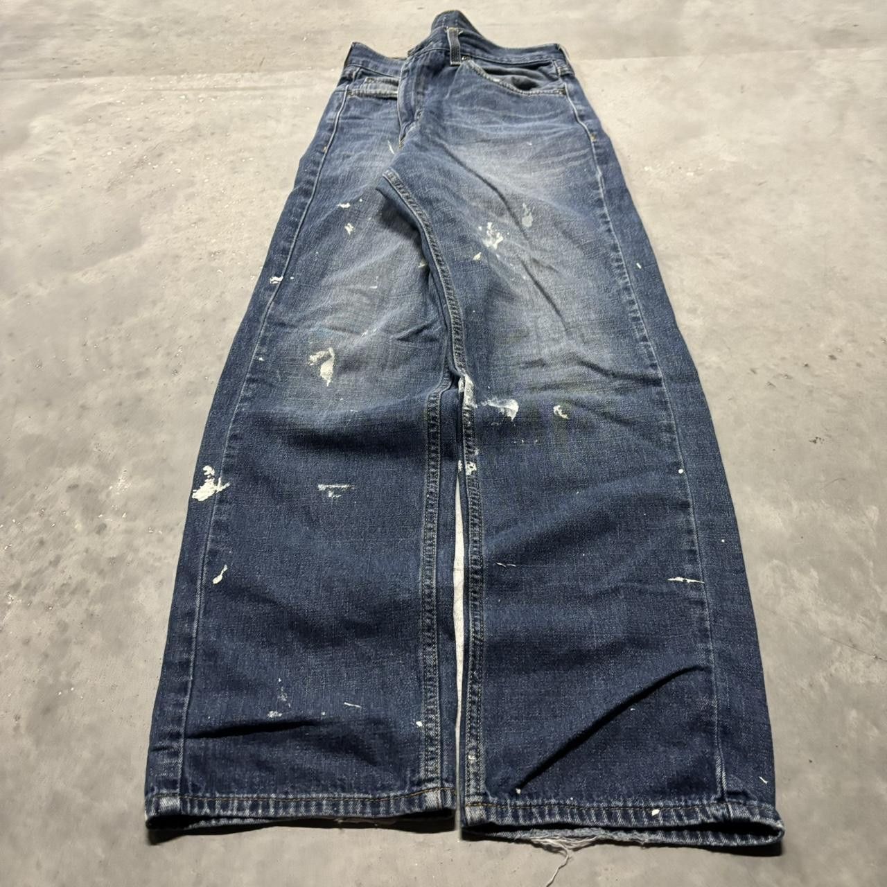 Japanese Brand × Vintage Crazy Vintage Y2K/2000s Grunge Dark Wash Paint Splatter Denim Jeans! Size US 32 / EU 48 - 3 Thumbnail