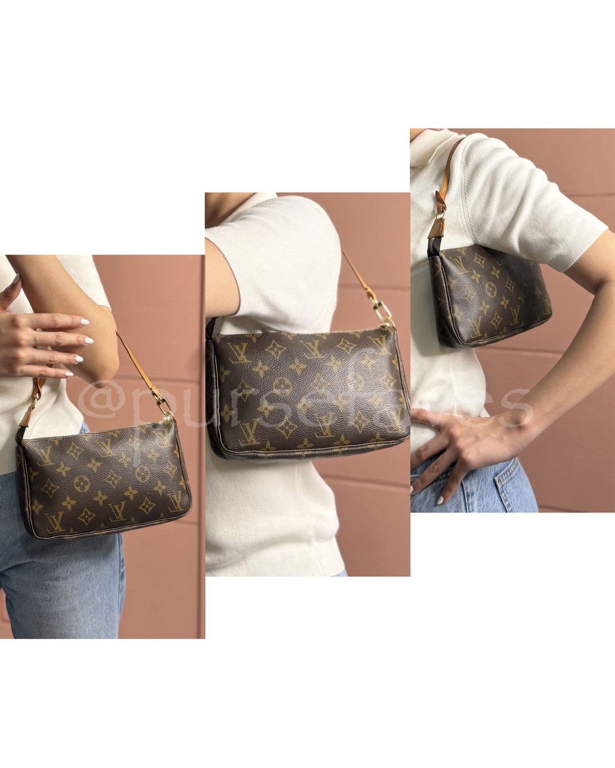 Louis Vuitton Authentic LOUIS VUITTON Pochette Brown Canvas Shoulder Bag Size ONE SIZE - 12 Thumbnail