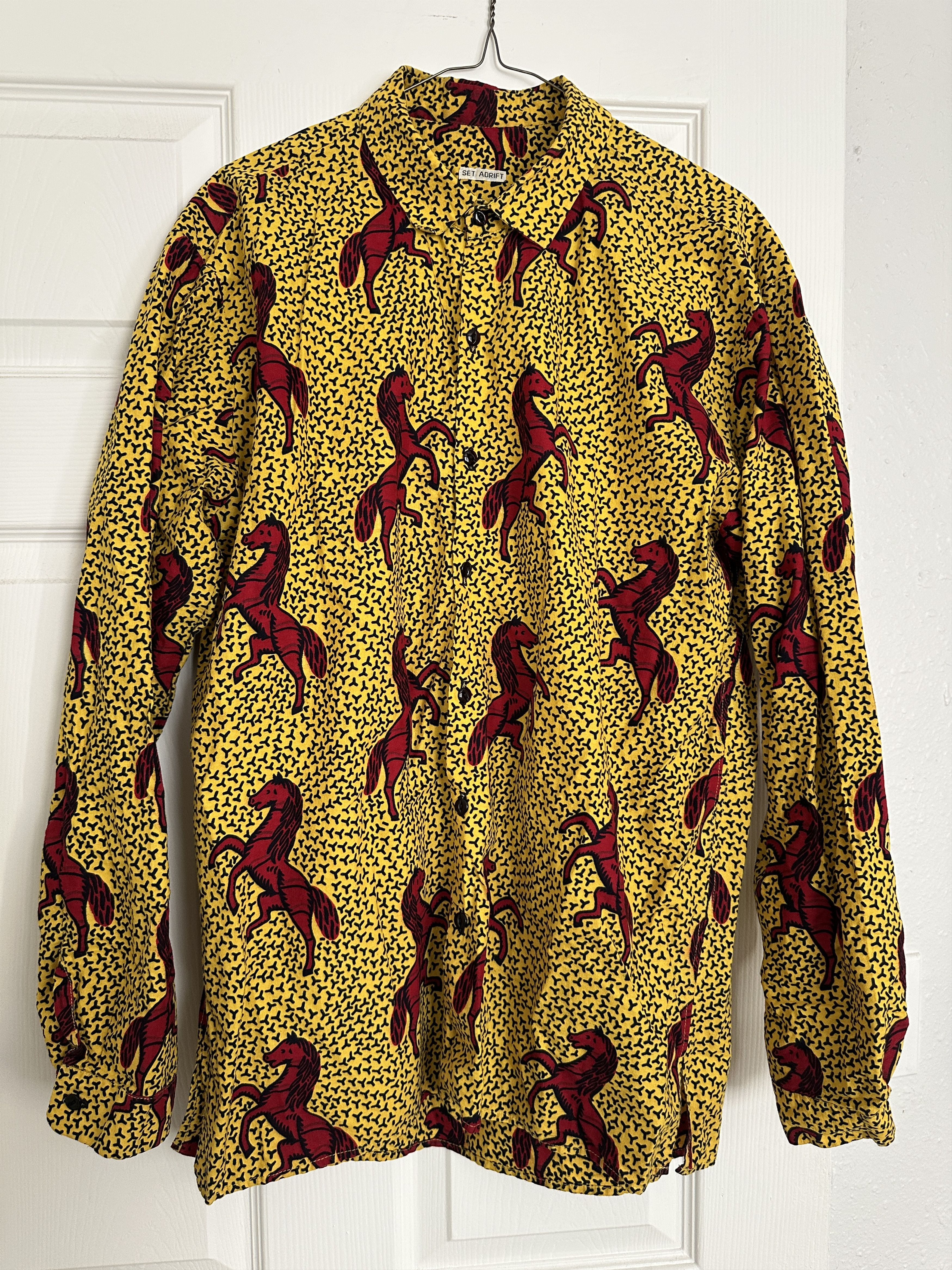 King Krule Set Adrift Red Horses button-up shirt Size US L / EU 52-54 / 3 - 1 Thumbnail