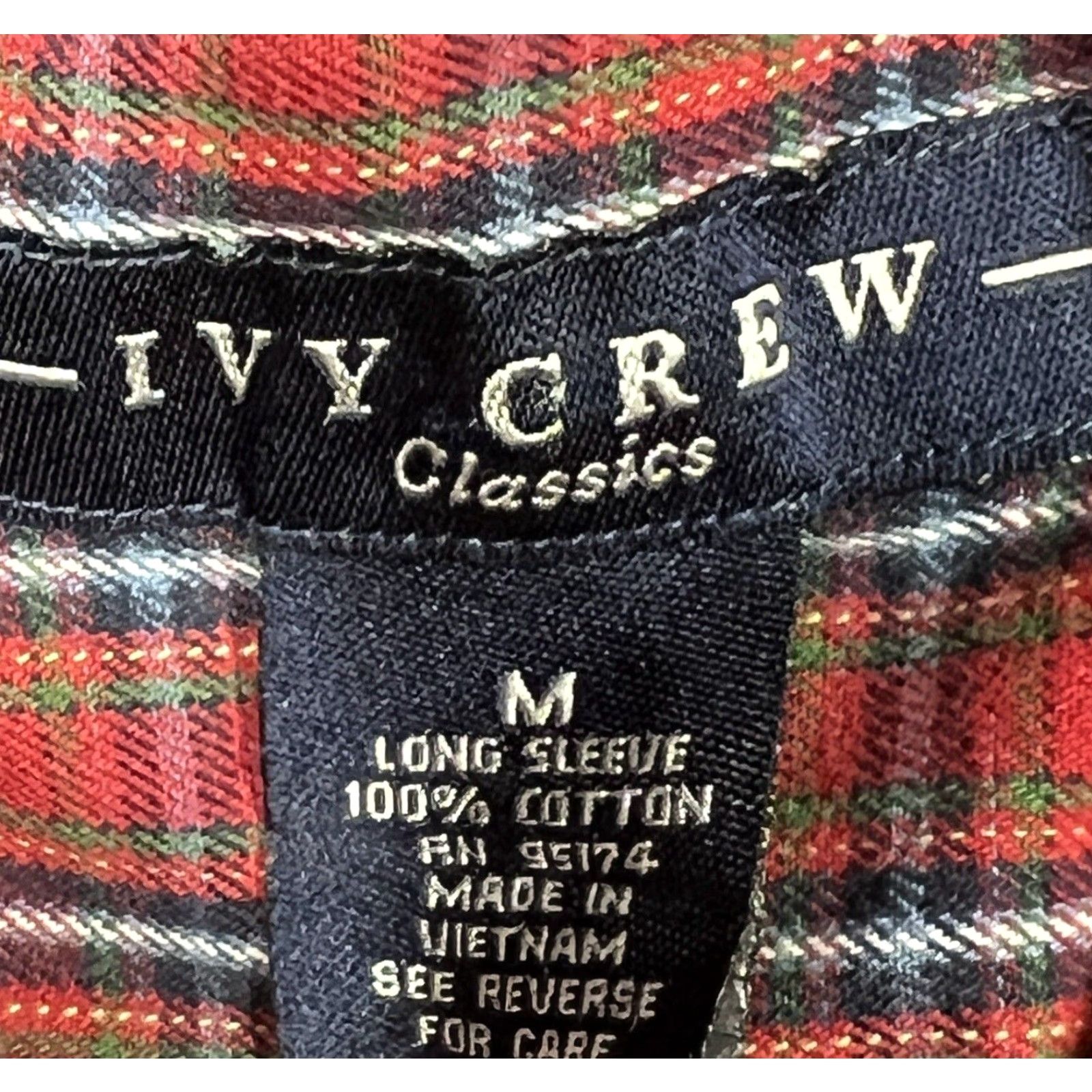 Vintage IVY CREW Mens Button-Up Shirt Plaid Red Wrinkle Resistant Size US M / EU 48-50 / 2 - 2 Thumbnail