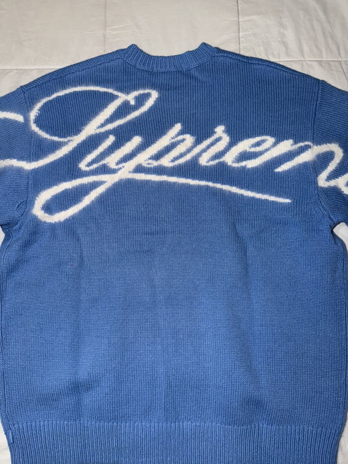 Supreme Supreme Angora Script Sweater light blue medium Size US M / EU 48-50 / 2 - 12 Thumbnail