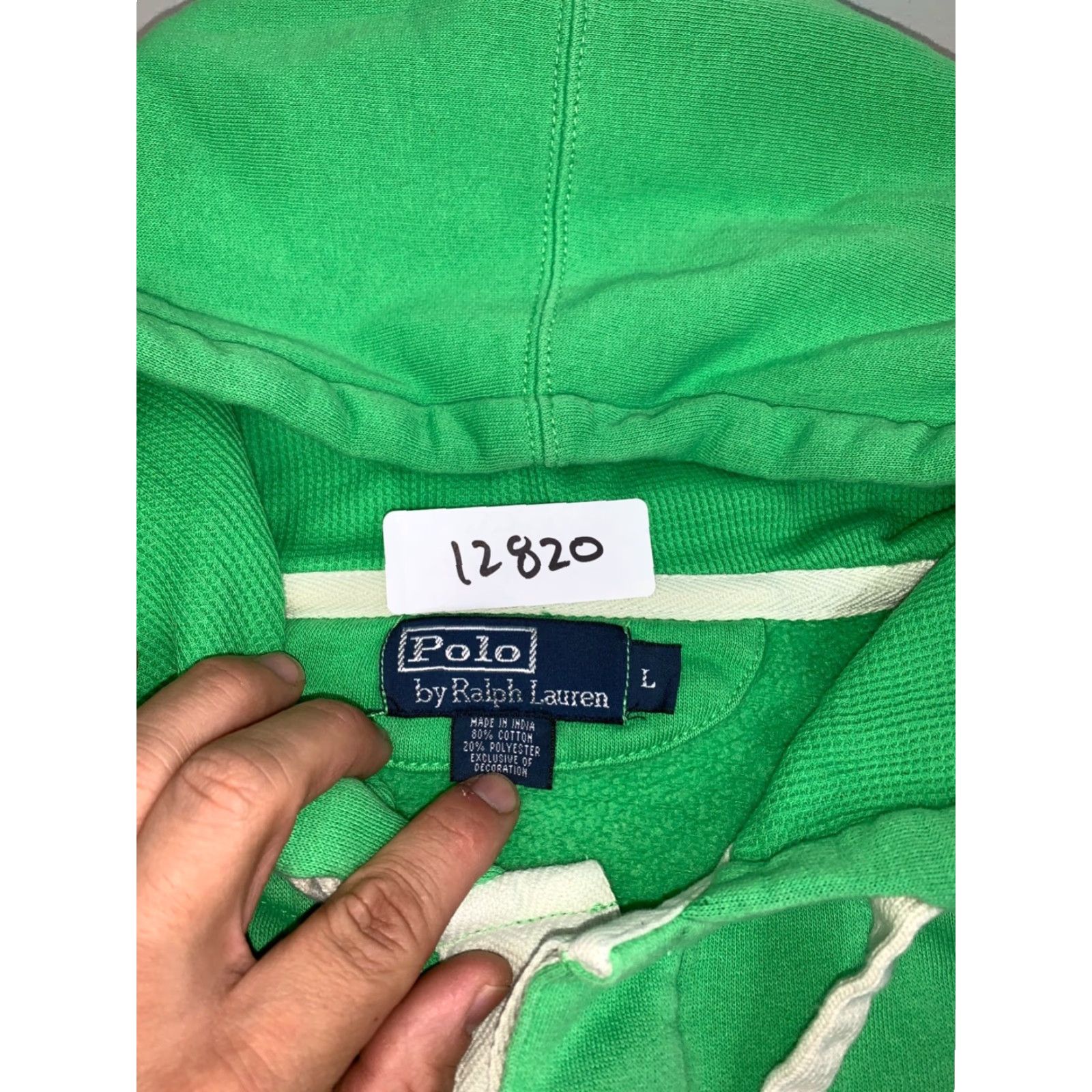Polo Ralph Lauren VINTAGE Polo Ralph Lauren Hoodie Men L Green Pullover Hooded 90s Classic Preppy Knit Fleece Polo Ralph Lauren Pullover Shirt Size US L / EU 52-54 / 3 - 2 Thumbnail