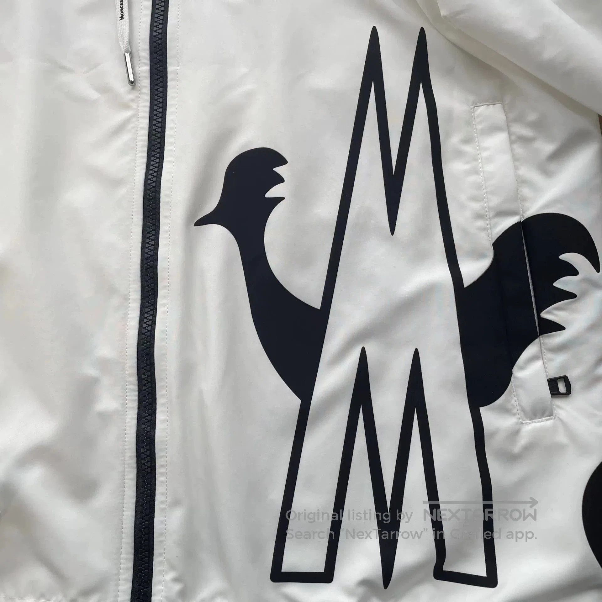 Moncler White Hooded Light Jacket with Graphic Print - L. Size US L / EU 52-54 / 3 - 3 Thumbnail