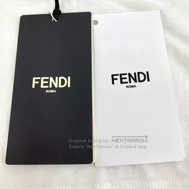 Fendi Fendi White logo lettering print cotton round neck short-s Size S / US 4 / IT 40 - 8 Thumbnail