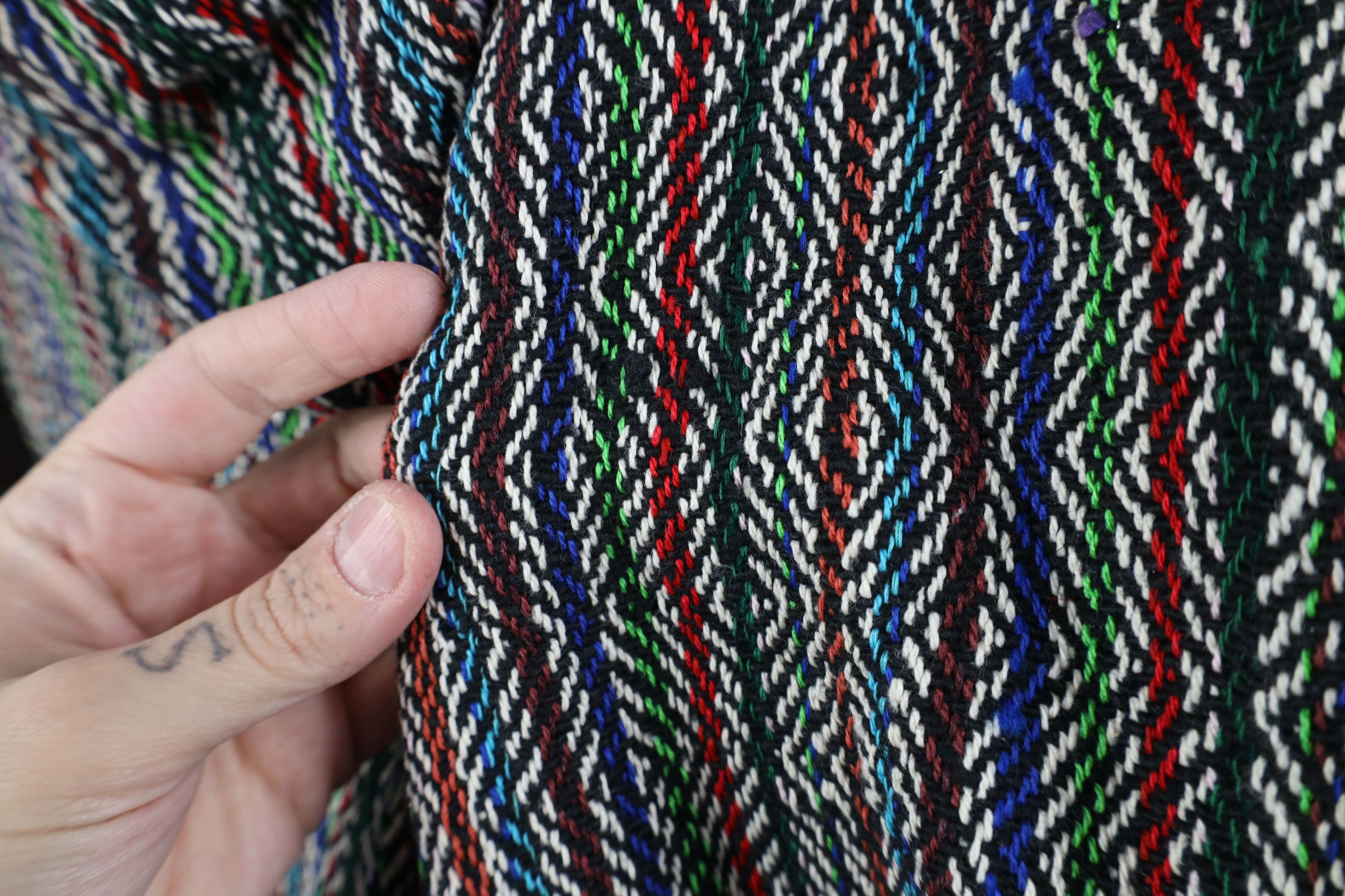 Vintage Vintage Y2K Streetwear Rainbow Striped Knit Drug Rug Hoodie Size US M / EU 48-50 / 2 - 10 Thumbnail