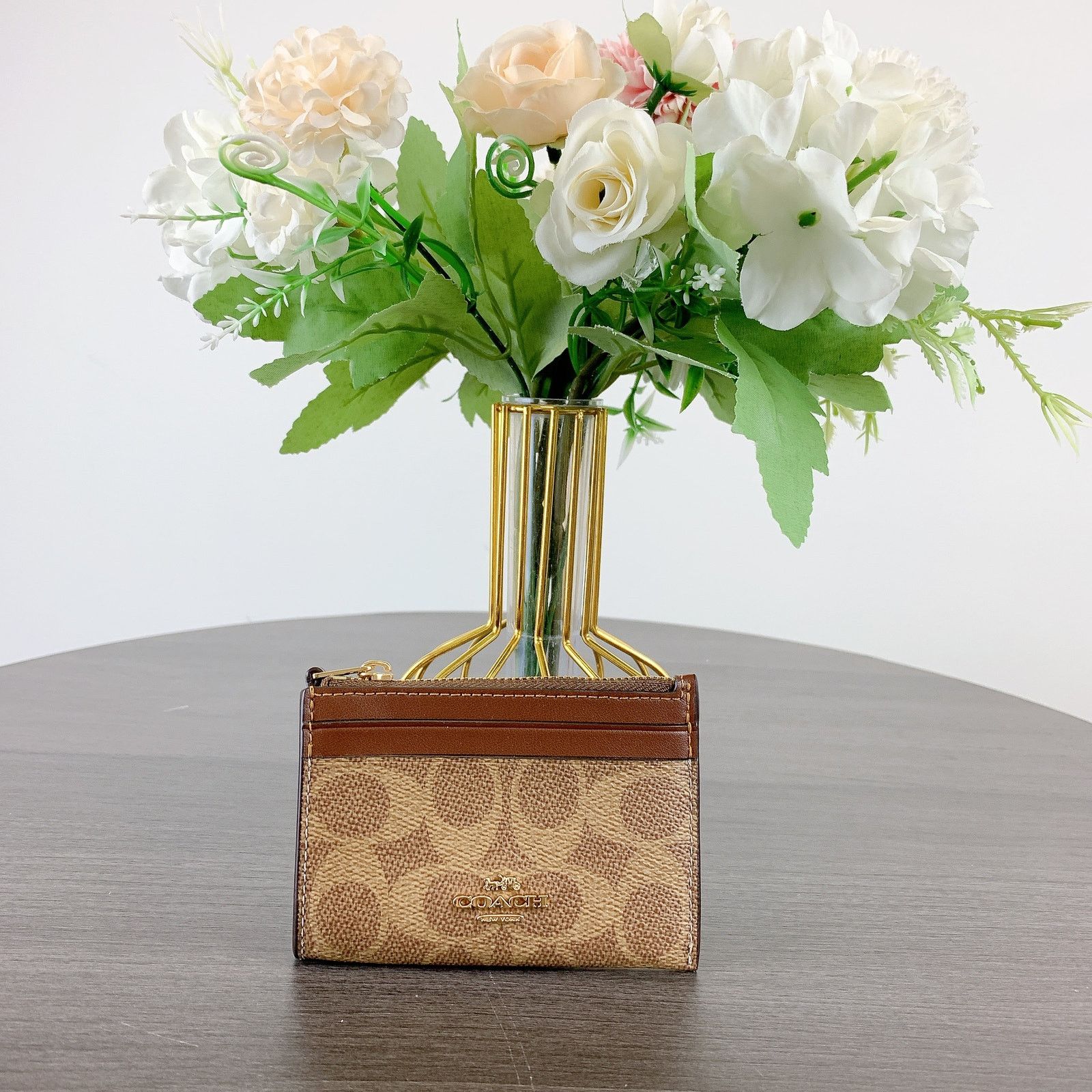 Coach Coach CW870 Mini Skinny Id Case Signature IN TAN/BROWN Size ONE SIZE - 1 Thumbnail