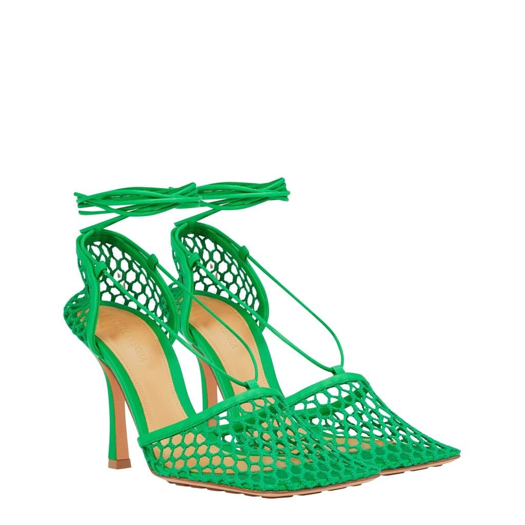 Bottega Veneta Bottega Veneta Web Stretch 9cm Heels in Green Size US 4 / IT 34 - 3 Thumbnail