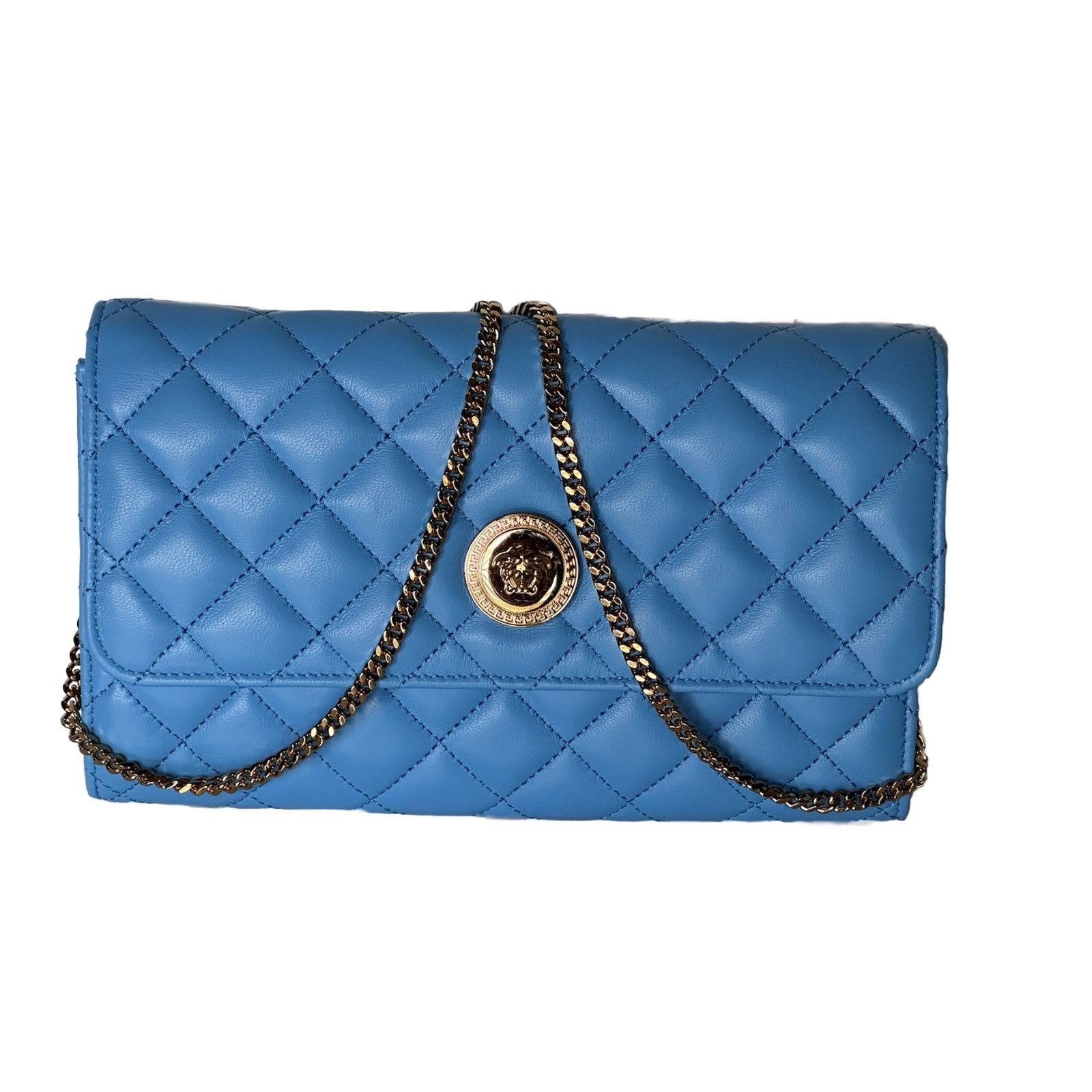 Versace Versace Evening Quilted Leather Blue Shoulder Bag DBSI159S Size ONE SIZE - 7 Thumbnail