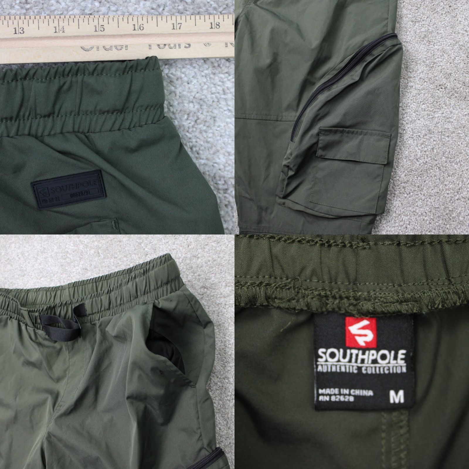 Southpole Southpole Mens Cargo Pants Green 34x32 Belted Canvas Cotton Regular Tapered Cargo Pocket Pants Mens Medium Regular Green Cargo Pants Size US 31 - 8 Thumbnail