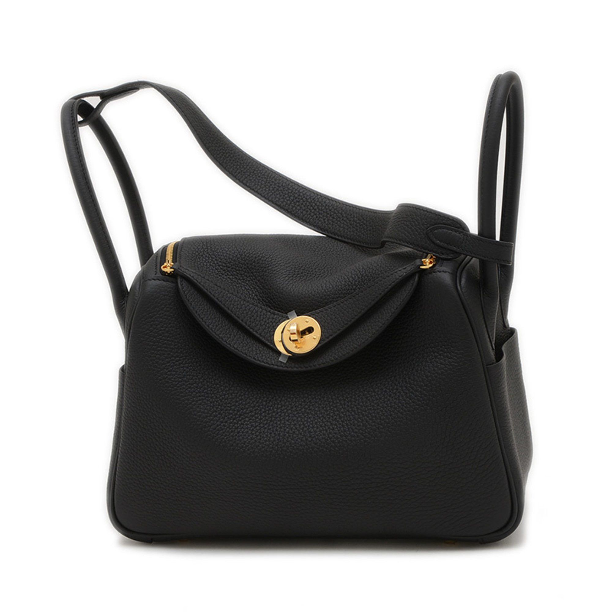 Hermes Lindy 26 Shoulder Bag, Taurillon, Black, Gold Hardware, K Stamp, Women's