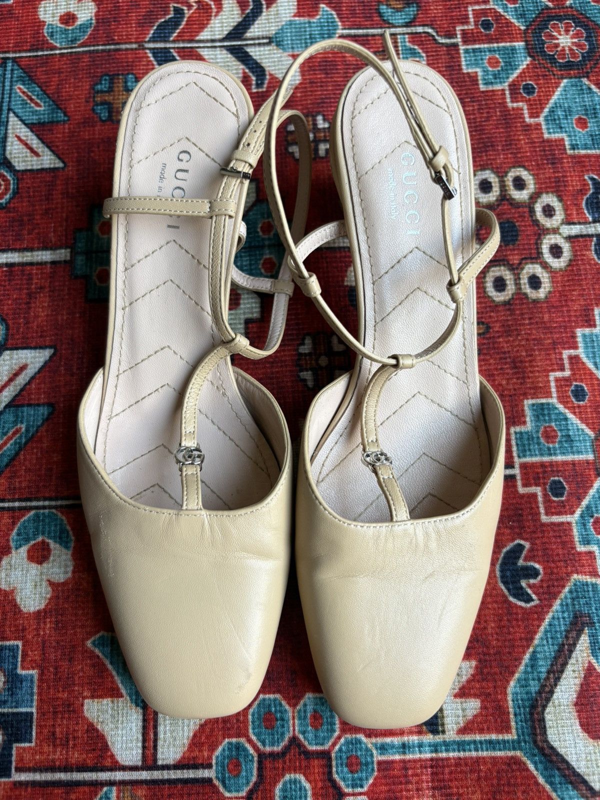 Gucci GUCCI Marmont T-Strap Leather Pumps Size US 8 / IT 38 - 4 Thumbnail