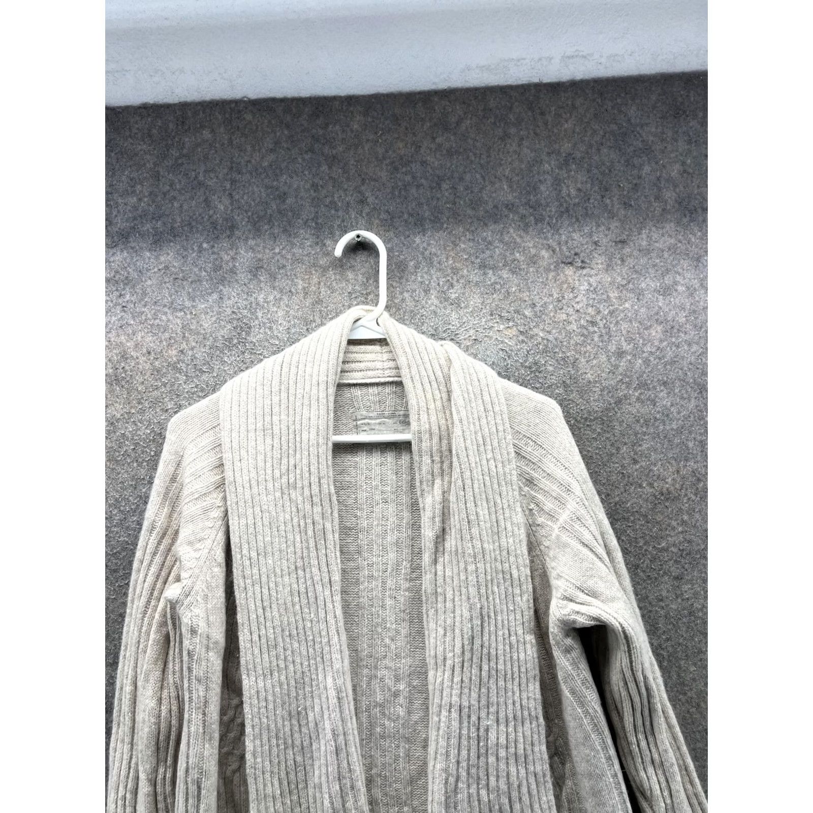 Allsaints AllSaints Cardigan Sweater Womens 8 Beige Cable-Knit Open Front Pockets Size M / US 6-8 / IT 42-44 - 7 Thumbnail