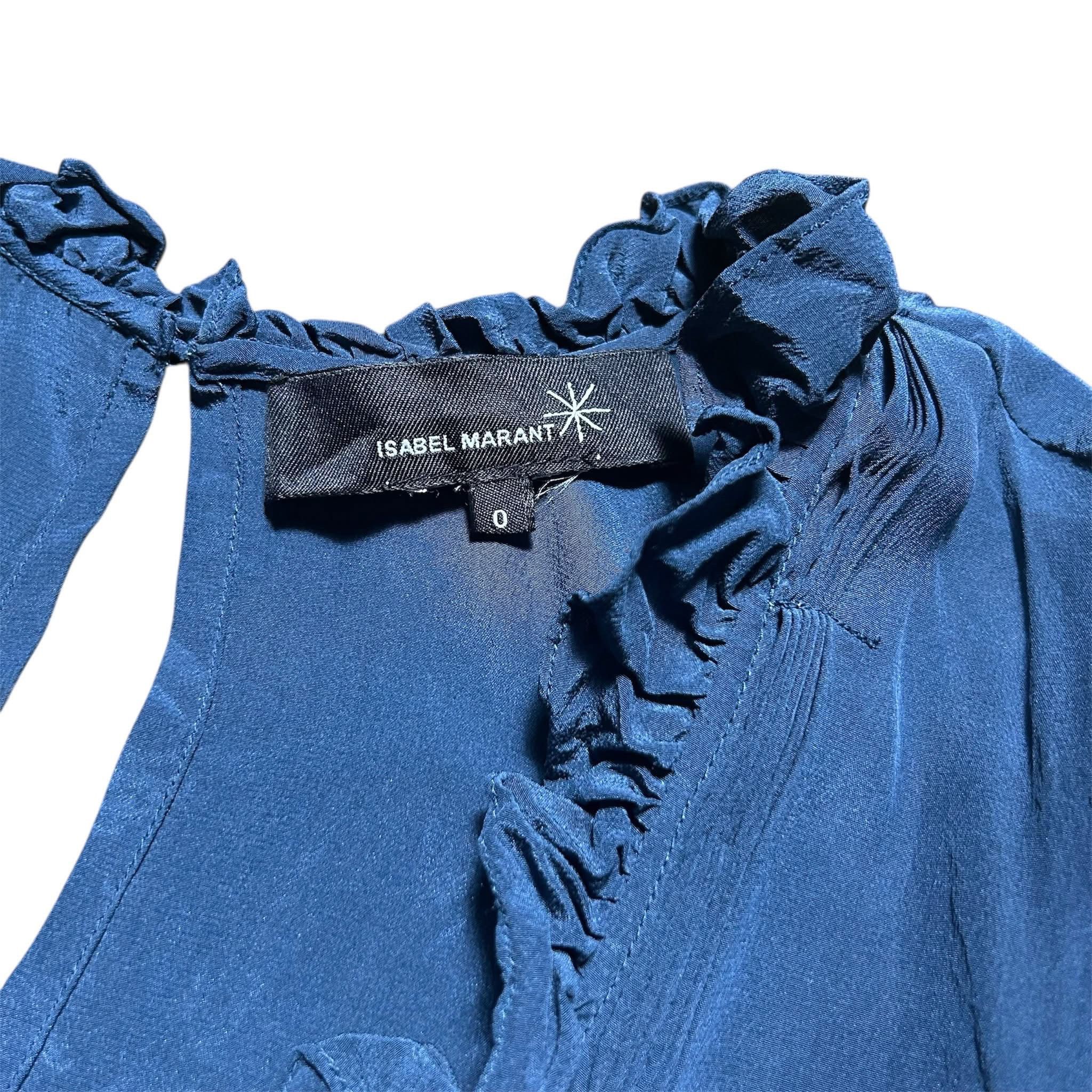 Isabel Marant ISABEL MARANT Blue Ruflee Trime Mini Dress Tie Waist Size S / US 4 / IT 40 - 7 Thumbnail