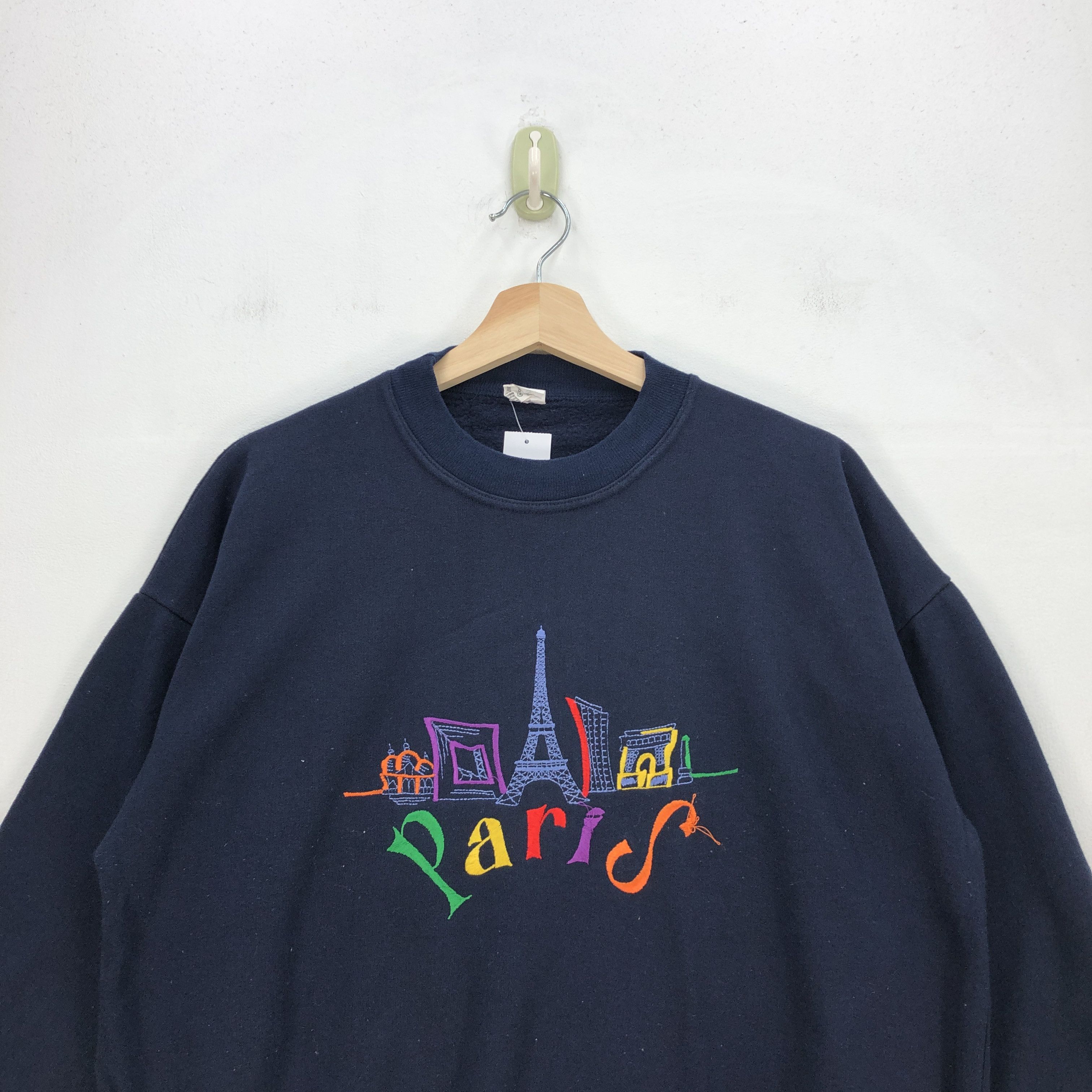 Japanese Brand Vintage 90s Paris Sweatshirt Paris Script Novelty Sweater Size US S / EU 44-46 / 1 - 2 Thumbnail