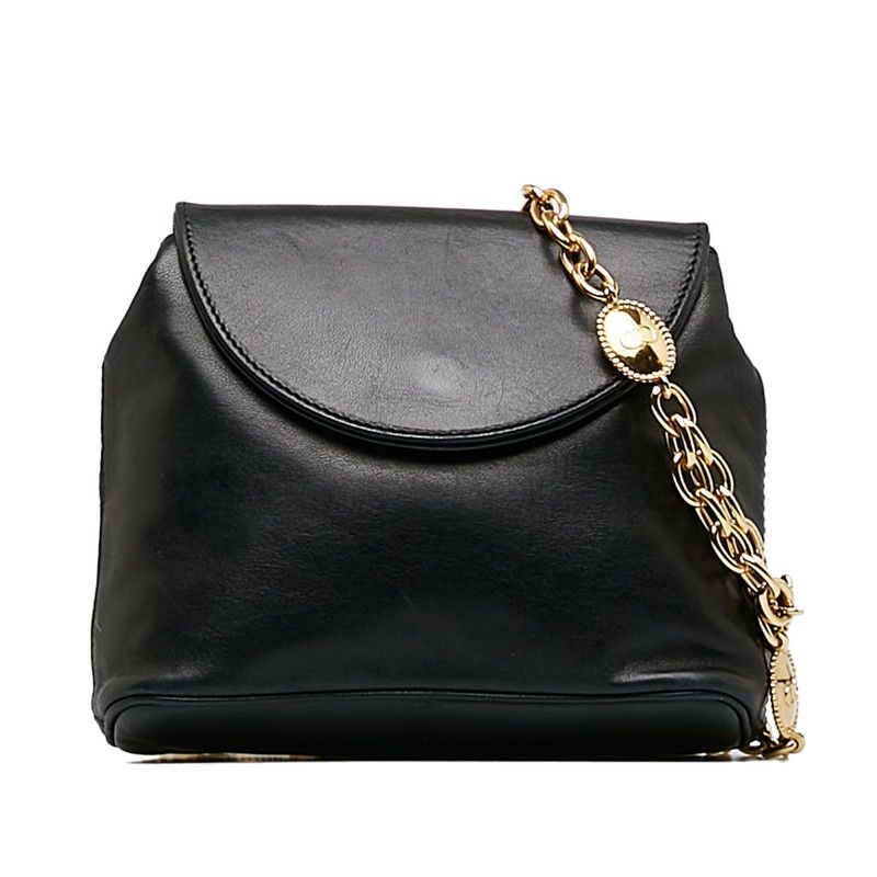 image of Dior Chain Shoulder Bag Black Leather, Women's