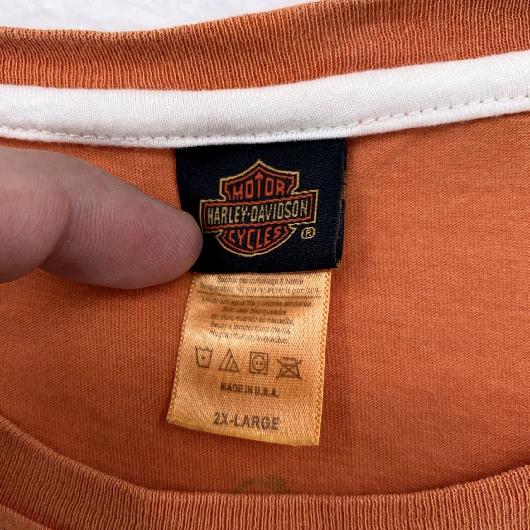 Harley Davidson Harley-Davidson Shirt S/M Women Orange T-Shirt Short Sleeve Scoop Neck Motorcycle Biker Classic Patriotic 100% Cotton Size S / US 4 / IT 40 - 4 Thumbnail