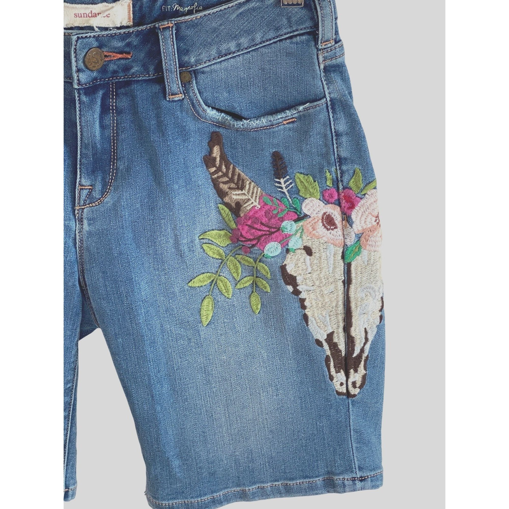 Other Sundance Shorts 27 Embroidered Denim Bermuda Western Rockabi Size 27" / US 4 / IT 40 - 3 Thumbnail
