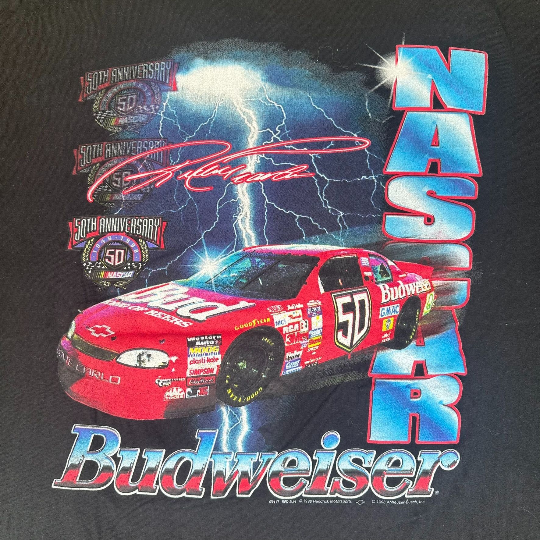 Budweiser Vintage 90s NASCAR Budweiser Racing T-Shirt 1998 Grunge Stre Size US L / EU 52-54 / 3 - 2 Thumbnail