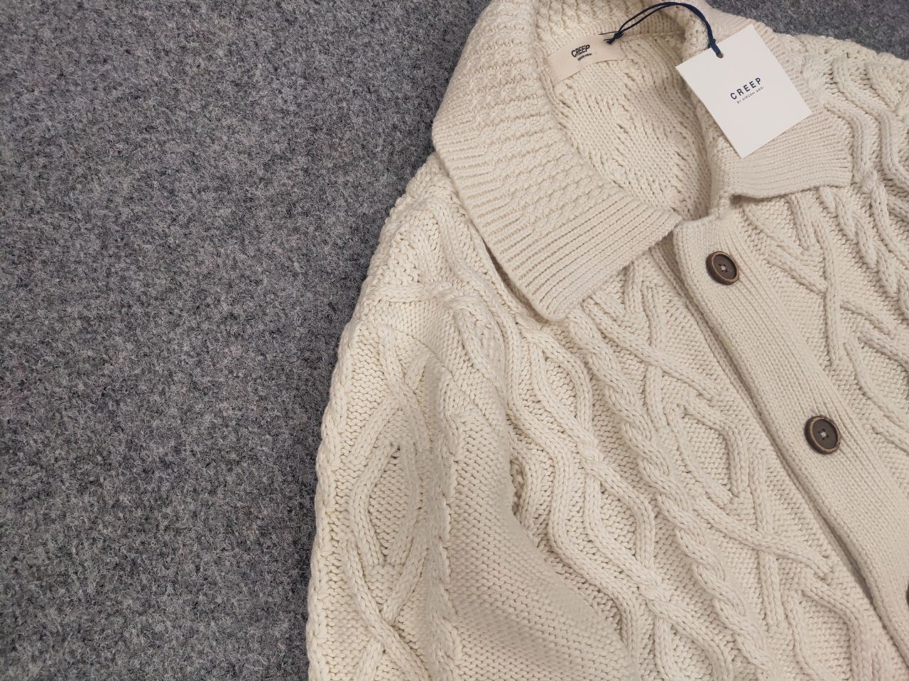Creep Creep by Hiroshi Awai Design Beige Knit Bottom Cardigan Size US XL / EU 56 / 4 - 7 Thumbnail