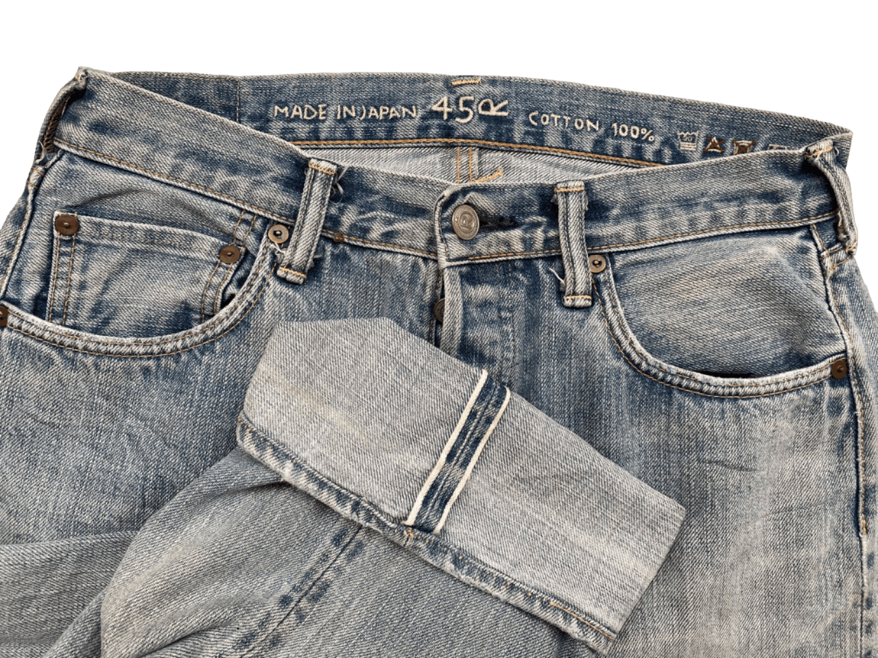 45rpm × If Six Was Nine Distressed Selvedge 45 Rpm Denim Jeans Size US 30 / EU 46 - 4 Thumbnail
