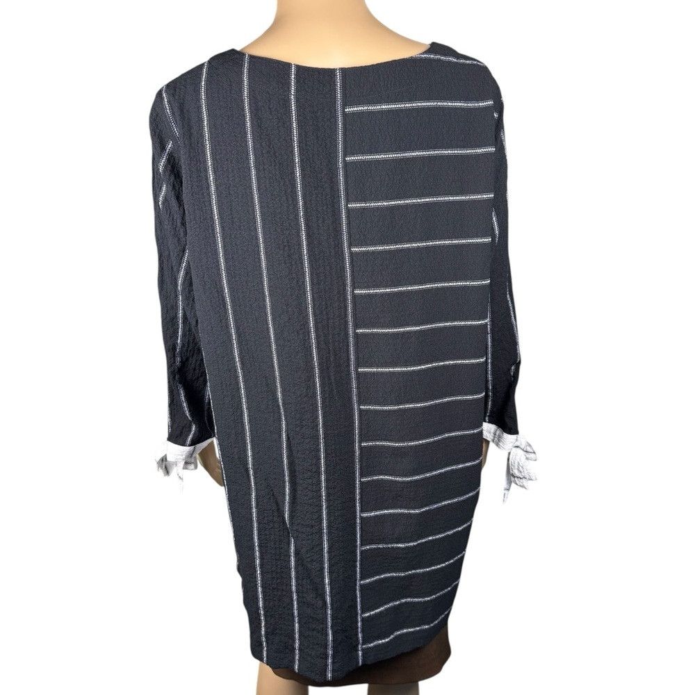 Other Ali Miles Black White Stripe 3/4 Tie Sleeve Tunic Blouse Si Size L / US 10 / IT 46 - 4 Thumbnail