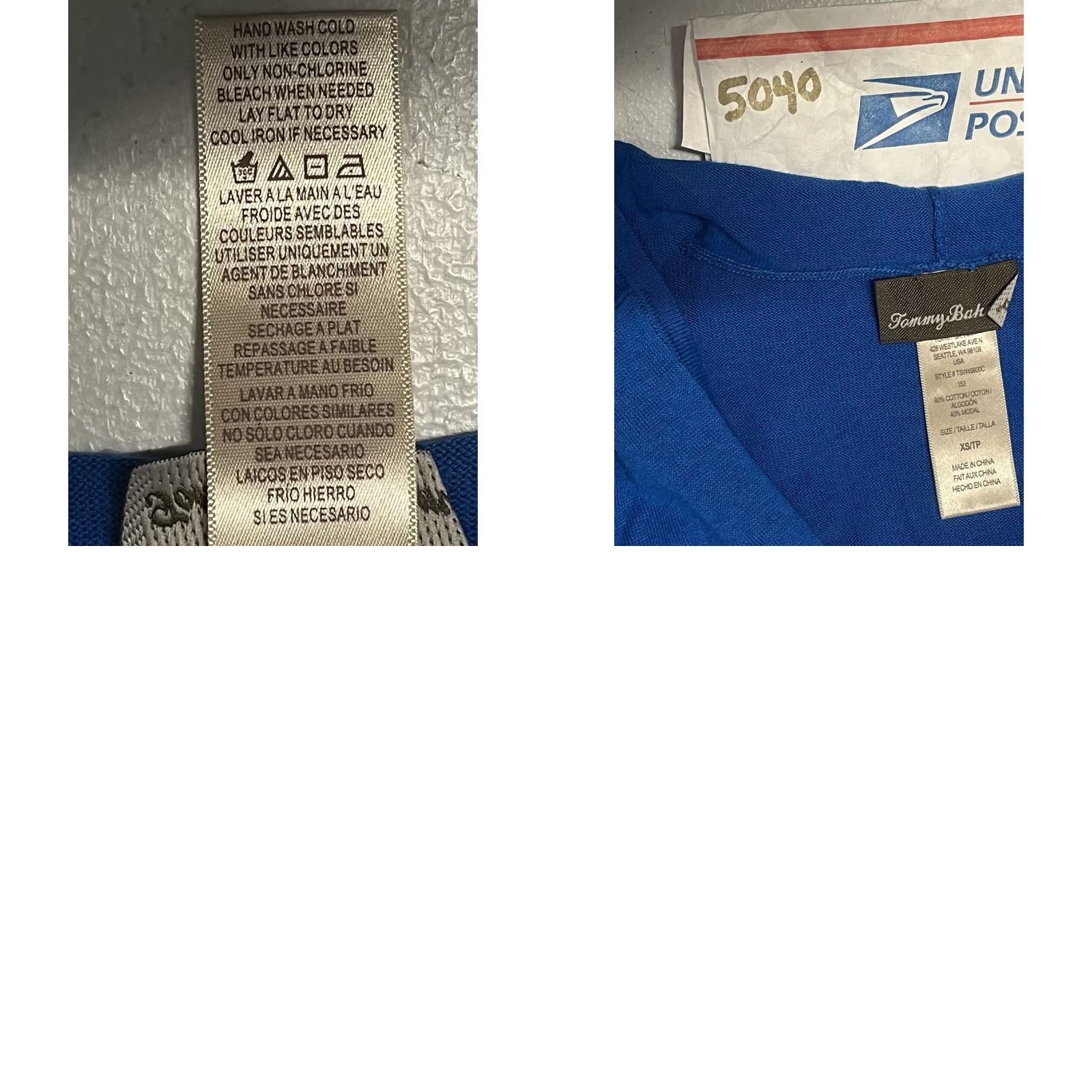 Tommy Bahama Tommy Bahama Sweater Dress Hoodie Striped Knee Length Blue XS Womens Roll Tab Sleeve Knit V-Neck Pullover Casual Party/Cocktail Travel Size XS / US 0-2 / IT 36-38 - 8 Thumbnail