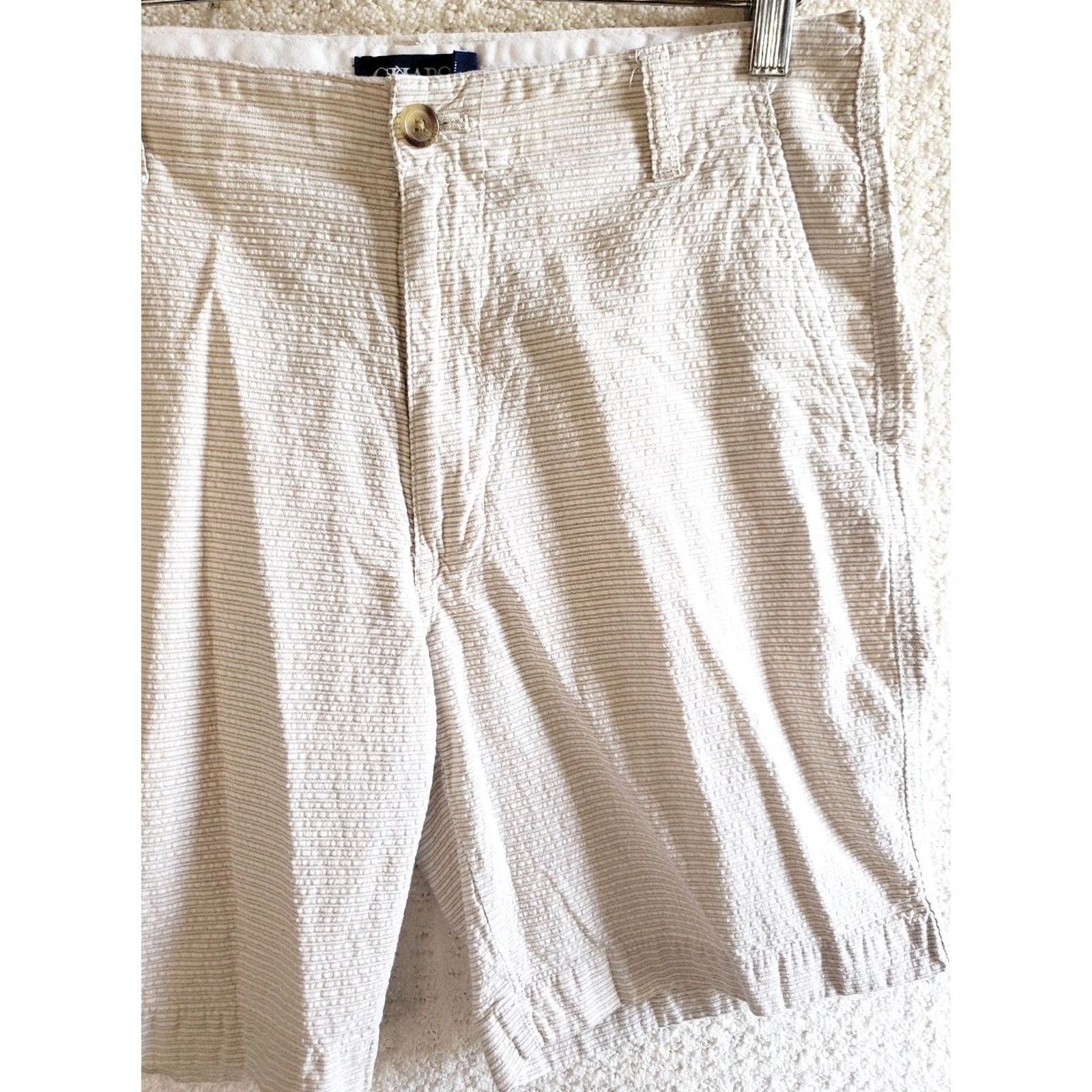Chaps Chaps Seersucker Shorts Men’s 32x9 Beige-White Striped Chino Style 100% Cotton Size US 32 / EU 48 - 4 Thumbnail